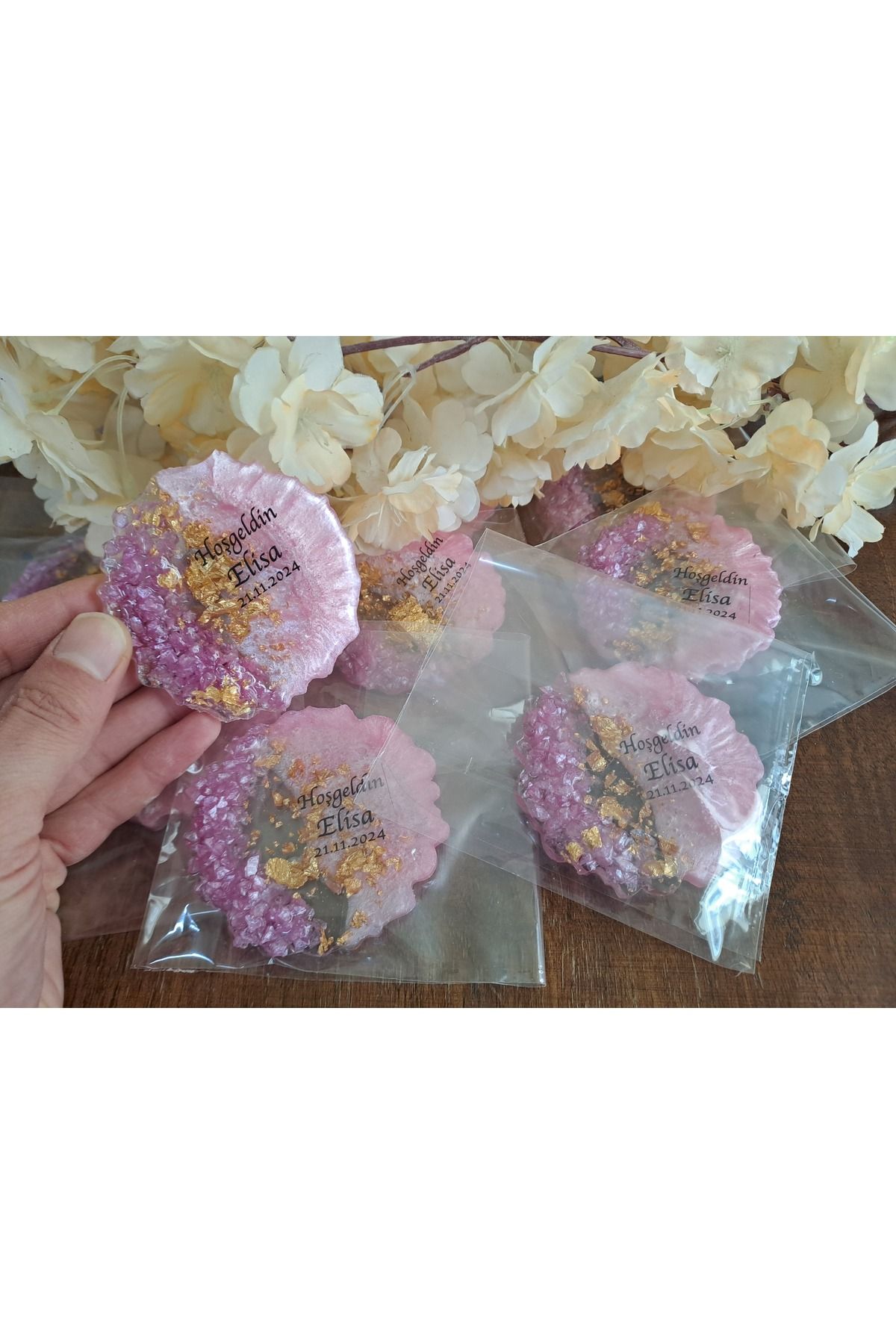 Sevil Tasarım Kız Bebek & Çocuk Pembe Epoksi Hediyelik Magnet