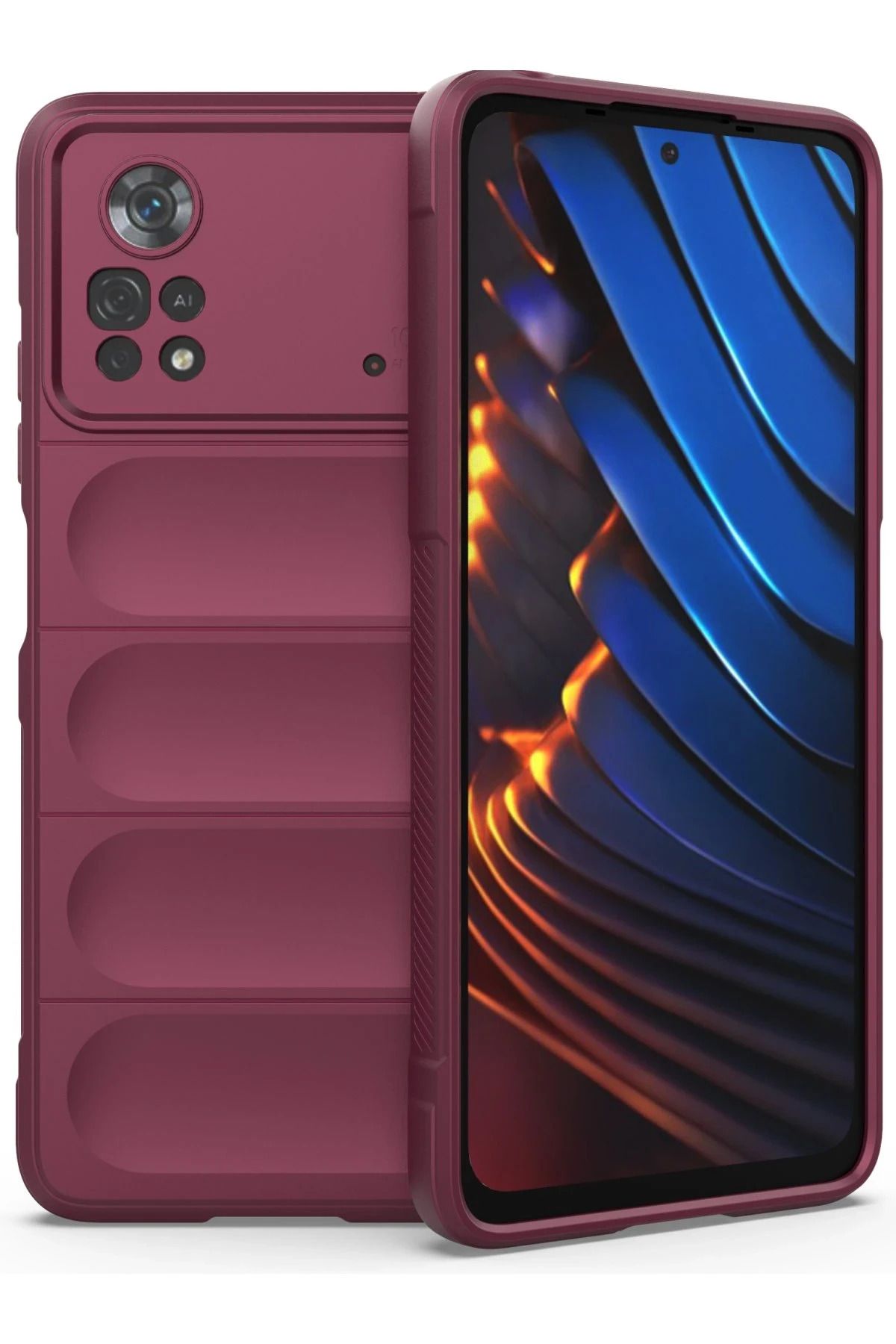 NewFace Xiaomi Poco X4 Pro 5G Kılıf Optimum Silikon - Bordo  uyumlu