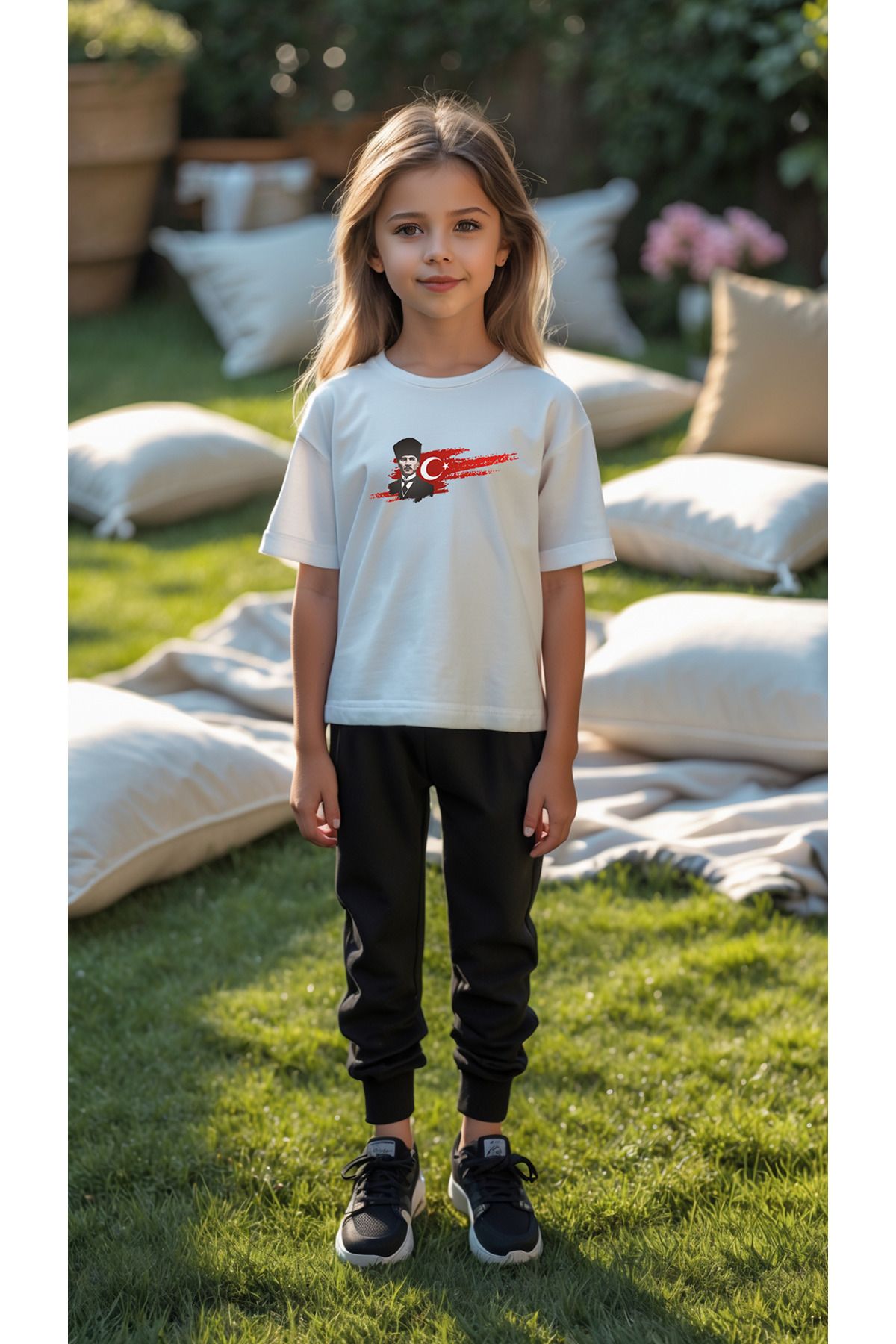 uyguntarz Çocuk Atatürk Tasarım Basklı Tshirt Eşofman Takımı