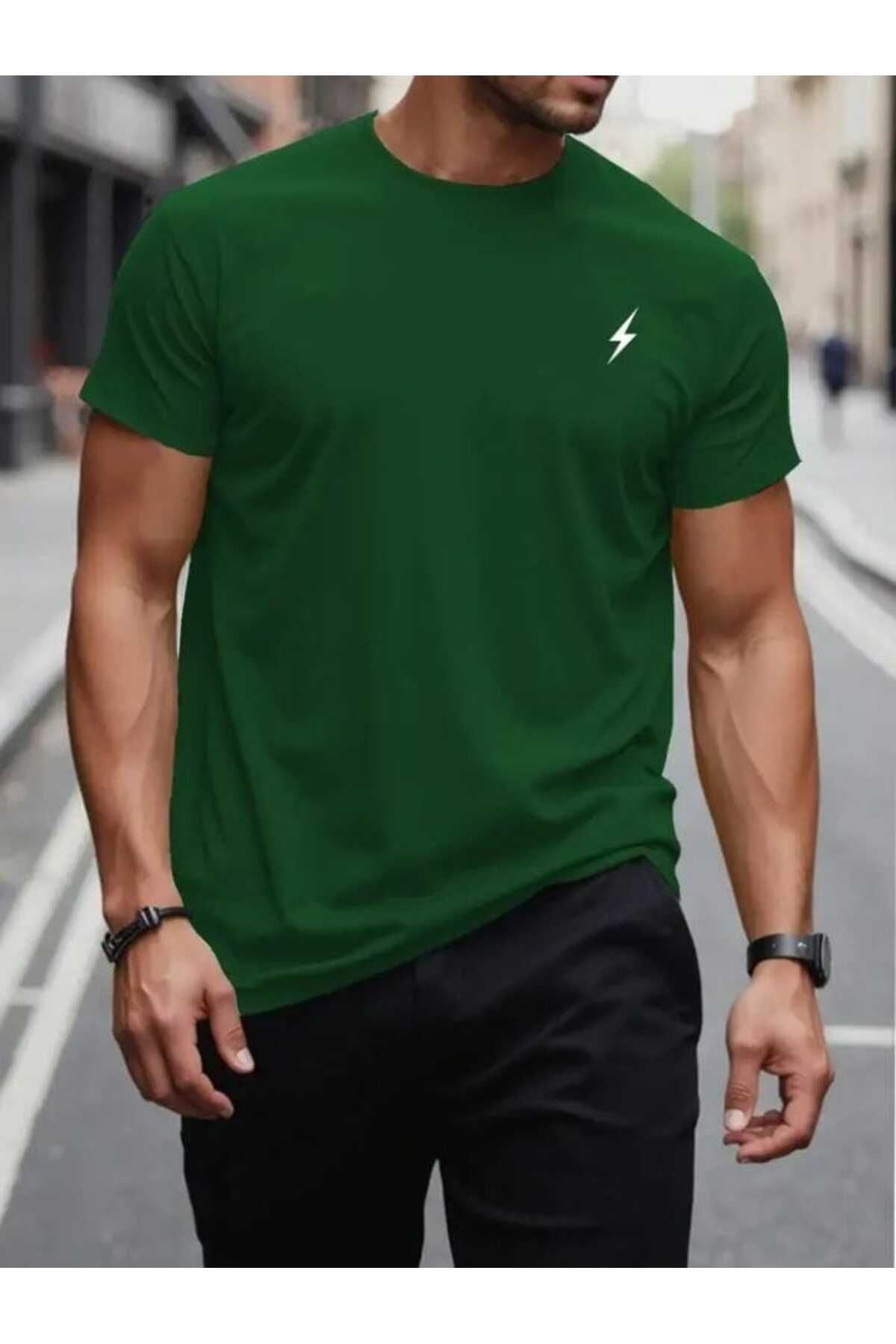 TekTarzz Unisex Şimşek Baskılı Erkek Tshirt