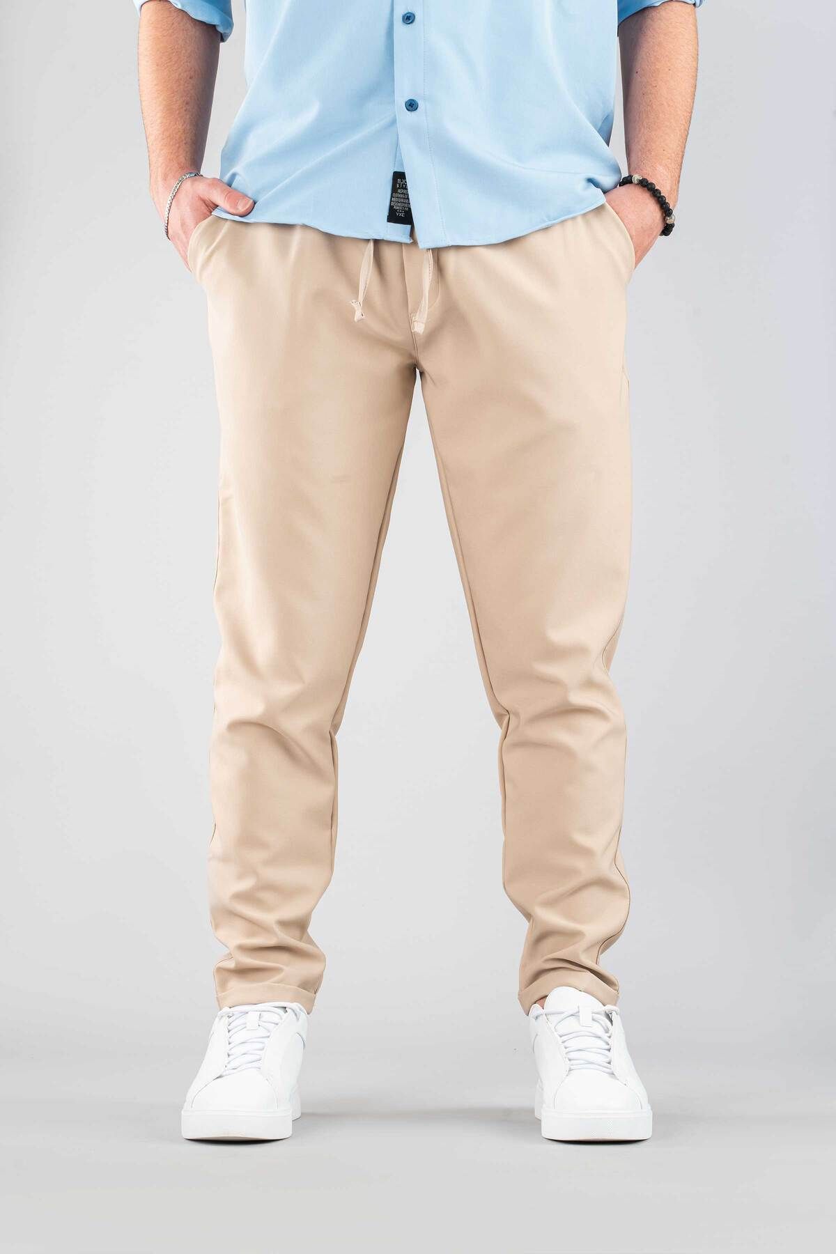 bombe Erkek Jogger Pantolon Beli Lastikli İpli Pamuklu Rahat Boyfriend Pantolon