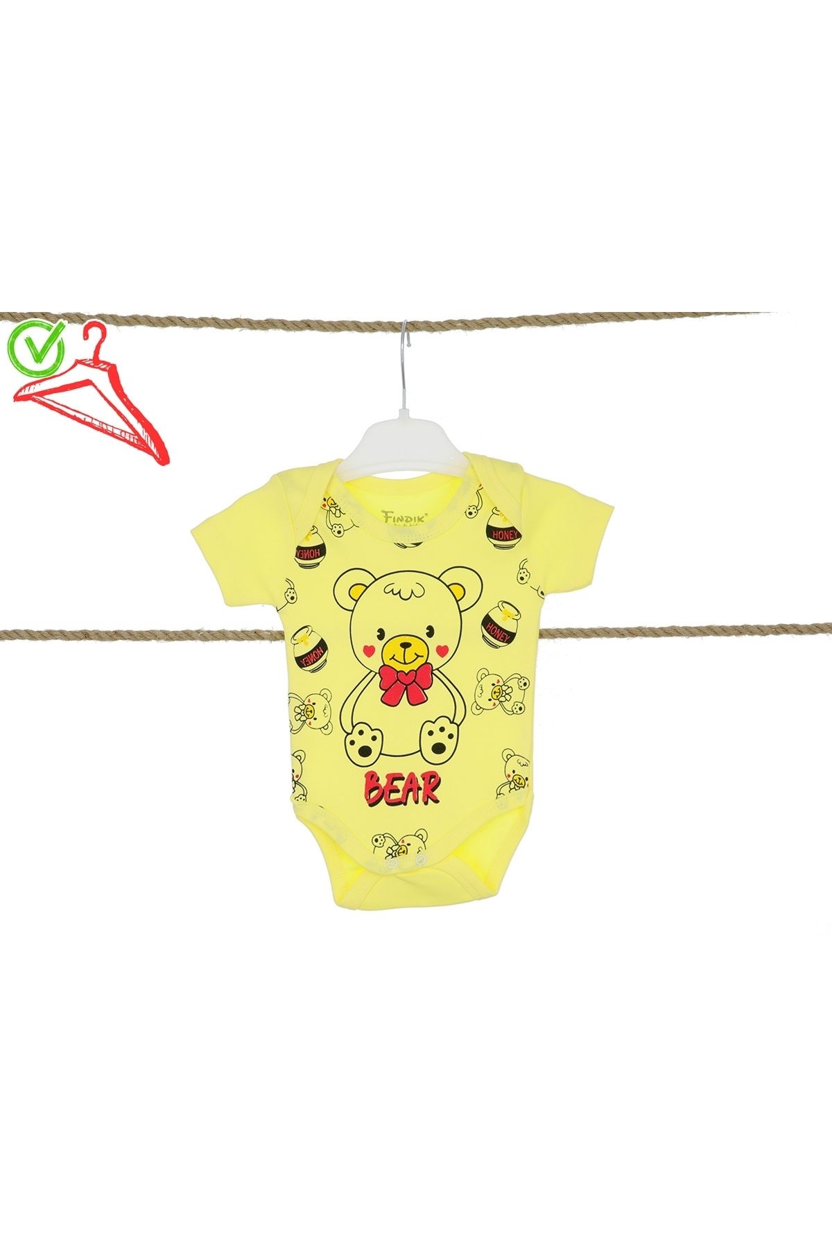 Fındık Baby&Kids Kız Erkek Bebek Çocuk Zıbın Body Sarı Renk