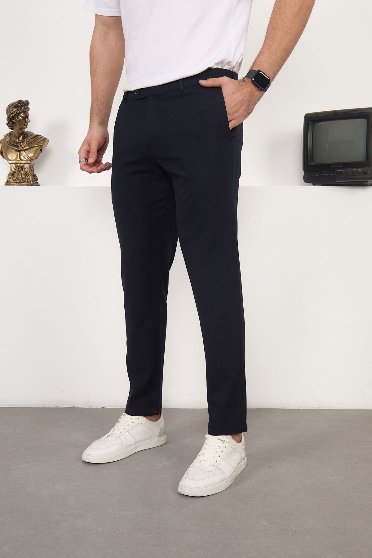 wodelli WODELLİ İtalyan Kesim Slim Fit Erkek Siyah Kumaş Pantolon – Rahat Kumaş