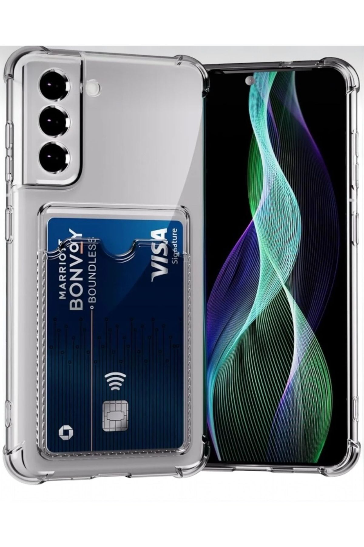 KILIF HOUSE Samsung Galaxy S24 Plus Uyumlu Kamera ve Köşe Korumalı Darbe Emici Şeffaf Kartlıklı Kılıf