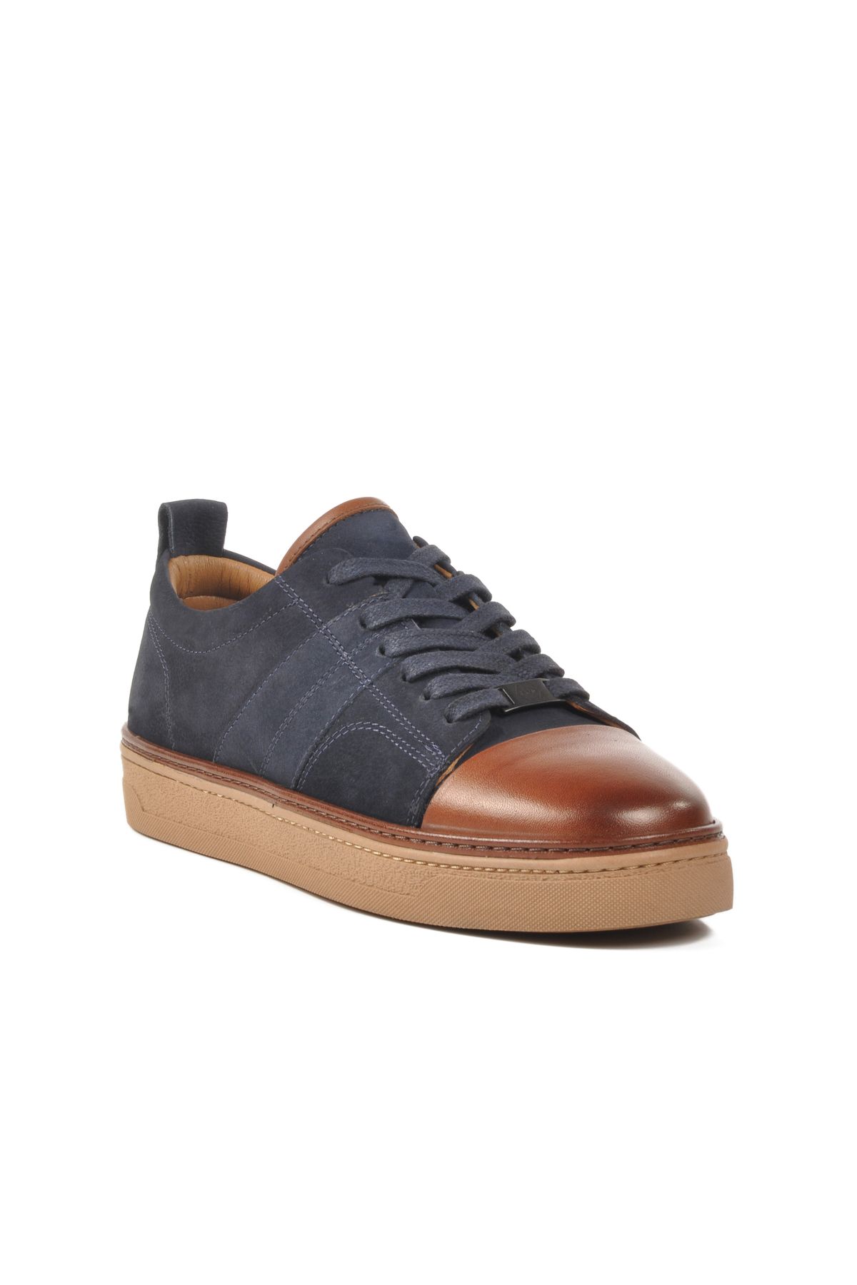 AYK'S Lacivert-Kahve Hakiki Deri Erkek Sneaker 3K1973-C704 M