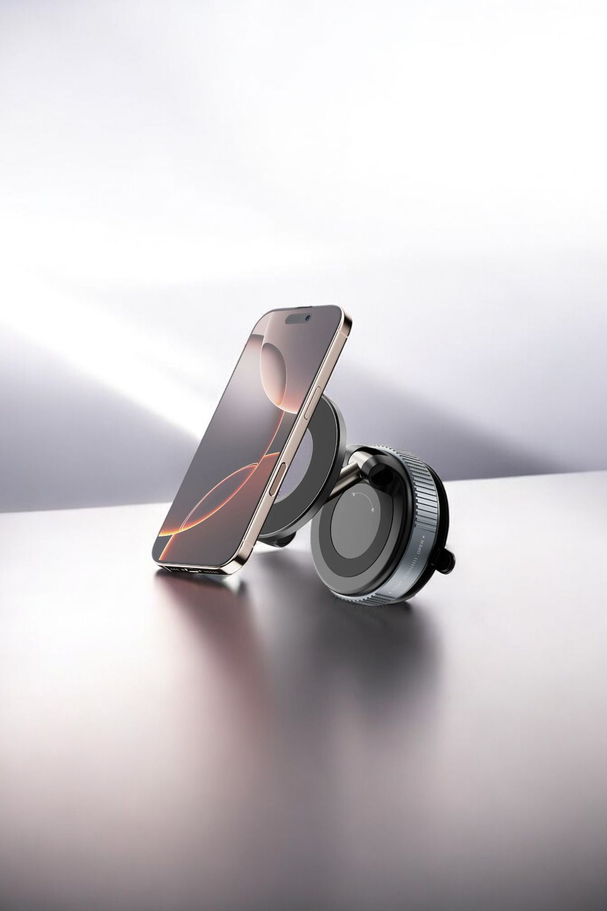 DUBİGOLD 360° Dönebilen 270° Katlanabilir Vakumlu Vantuzlu Manyetik Arabalar İçin Çelik Telefon Tutacağı