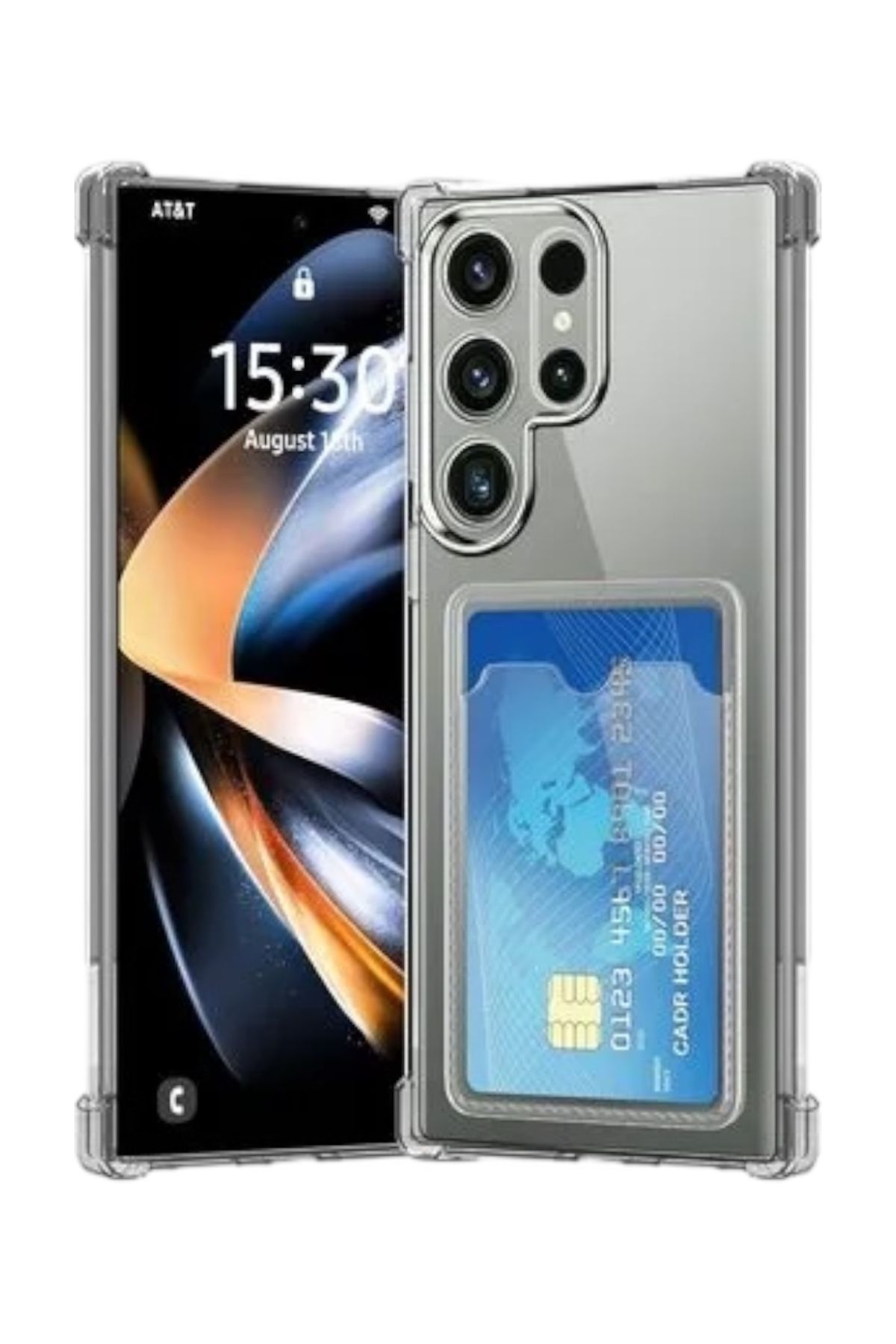 KILIF HOUSE Samsung Galaxy S25 Ultra Uyumlu Kamera ve Köşe Korumalı Darbe Emici Şeffaf Kartlıklı Kılıf