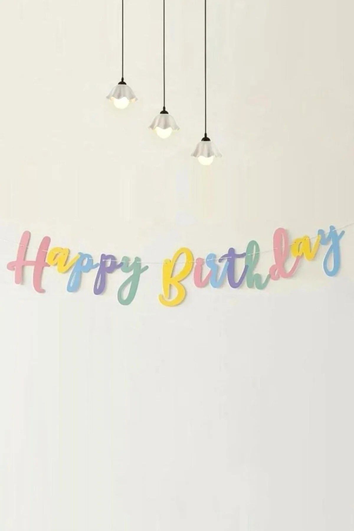 BKMC PARTY Makaron Renkli Happy Birthday Banner Kaligrafi