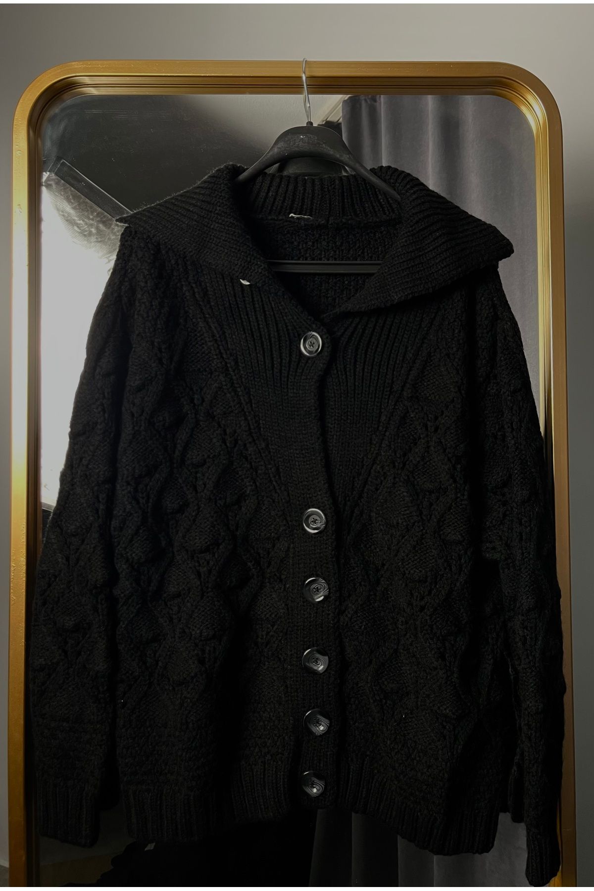 S&B BOUTIQUE Kadın Siyah Örme Kazak Hırka