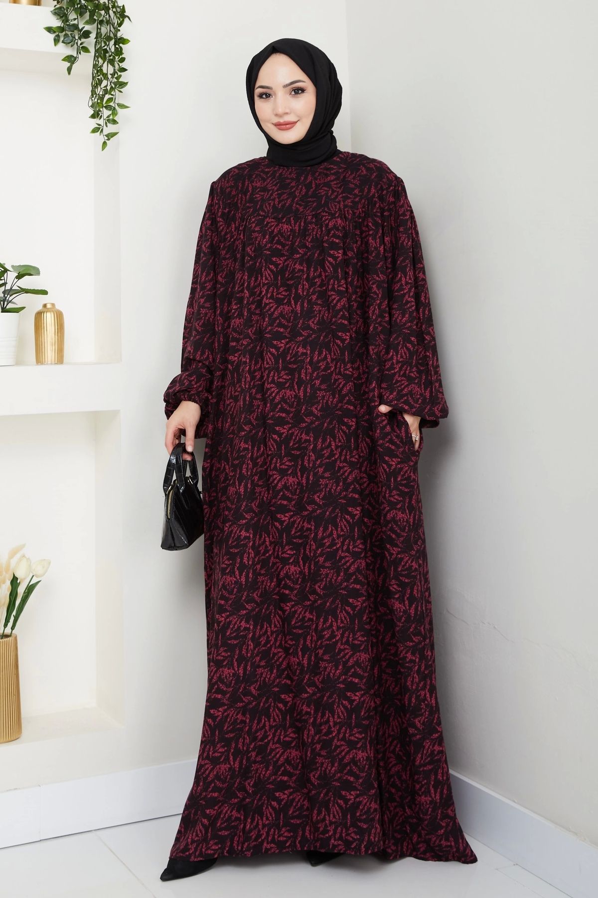 Moda MSK Şık ve Rahat Robalı Büyük Beden Viskon Anne Elbisesi Gül