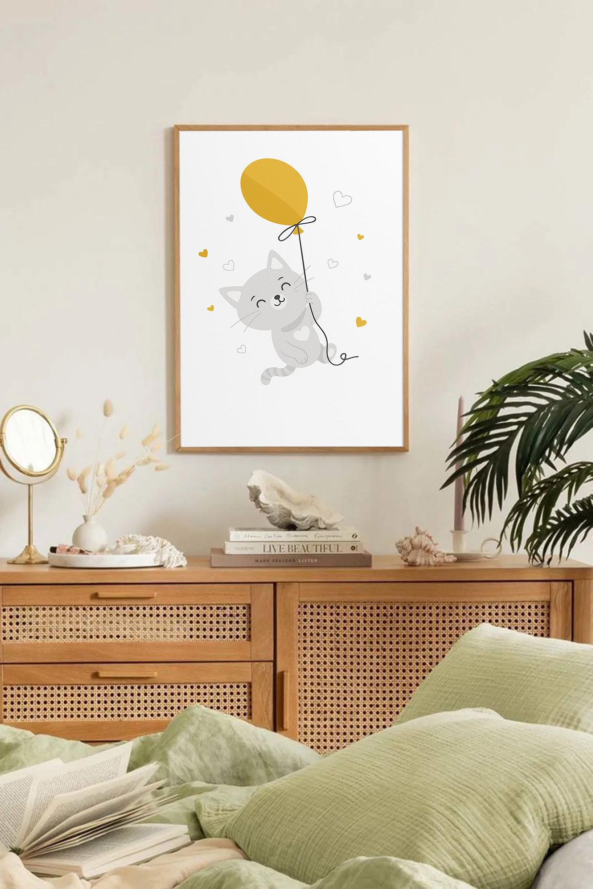 Dekorsiahome Tek Parça Ahşap Çerçeveli Oturma Odası Salon Mutfak Tablo TK0316