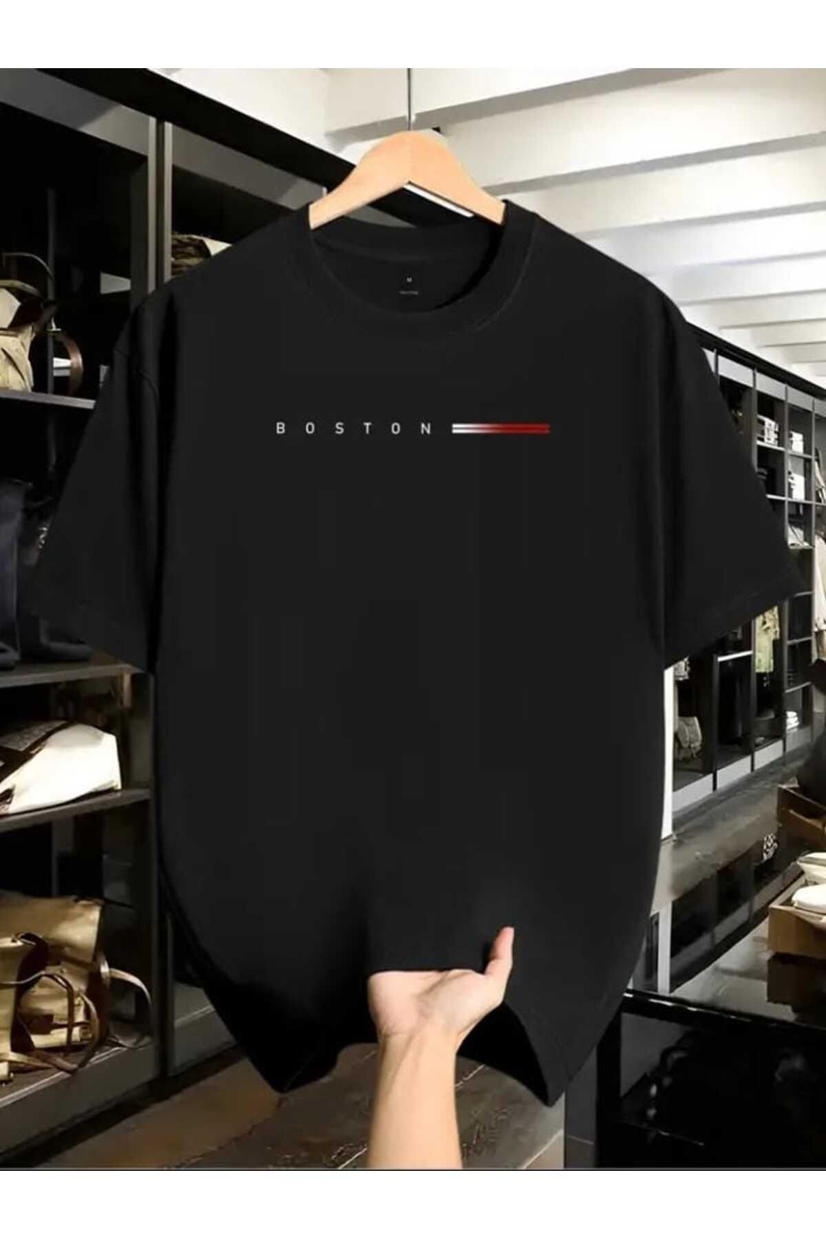 TekTarzz Unisex Boston Baskılı Tasarım Tshirt