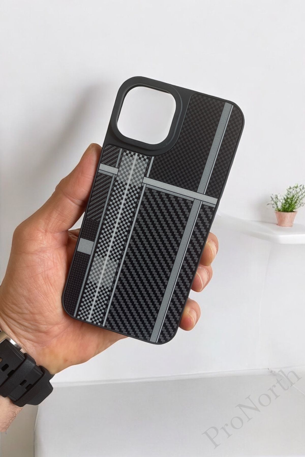 ProNorth Apple İphone 11 Uyumlu Kılıf Karbon Görünümlü Silikon Kılıf / Kapak