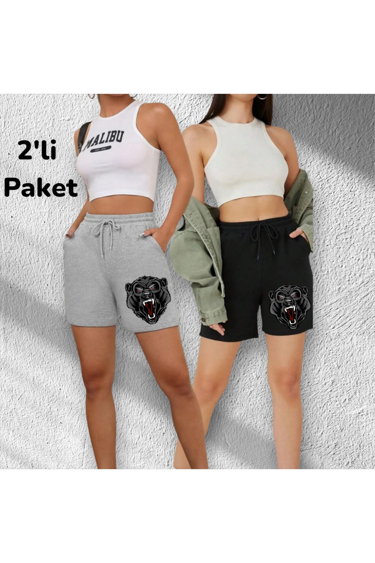 belean 2'li Baskılı Regular Şort Ter Tutmaz Yazlık Tüylenme Yapmaz
