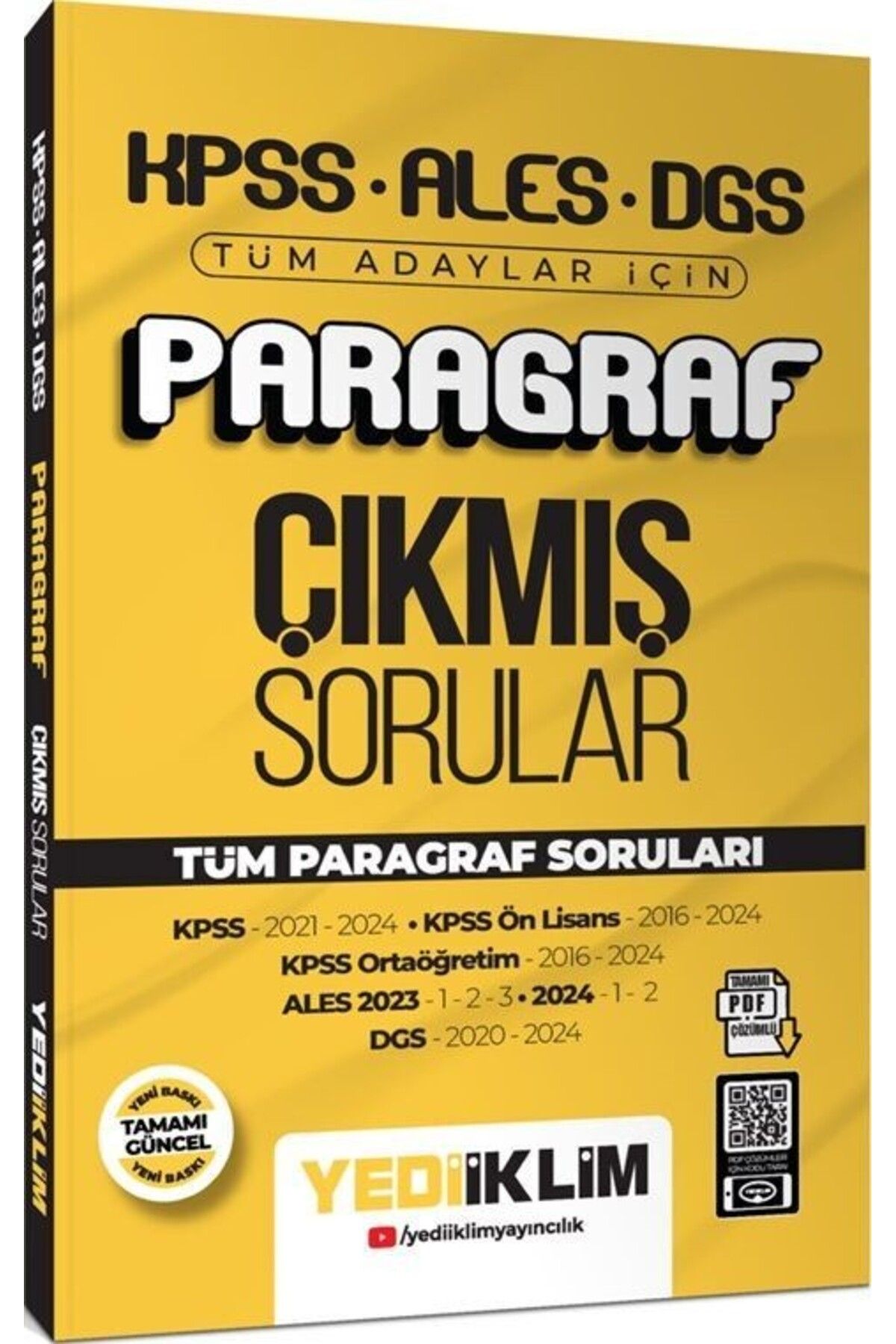 Ankara Kitap Merkezi KPSS ALES DGS Tüm Adaylar İçin Paragraf Tamamı PDF Çözümlü Çıkmış Sorular Yediiklim Yayınları