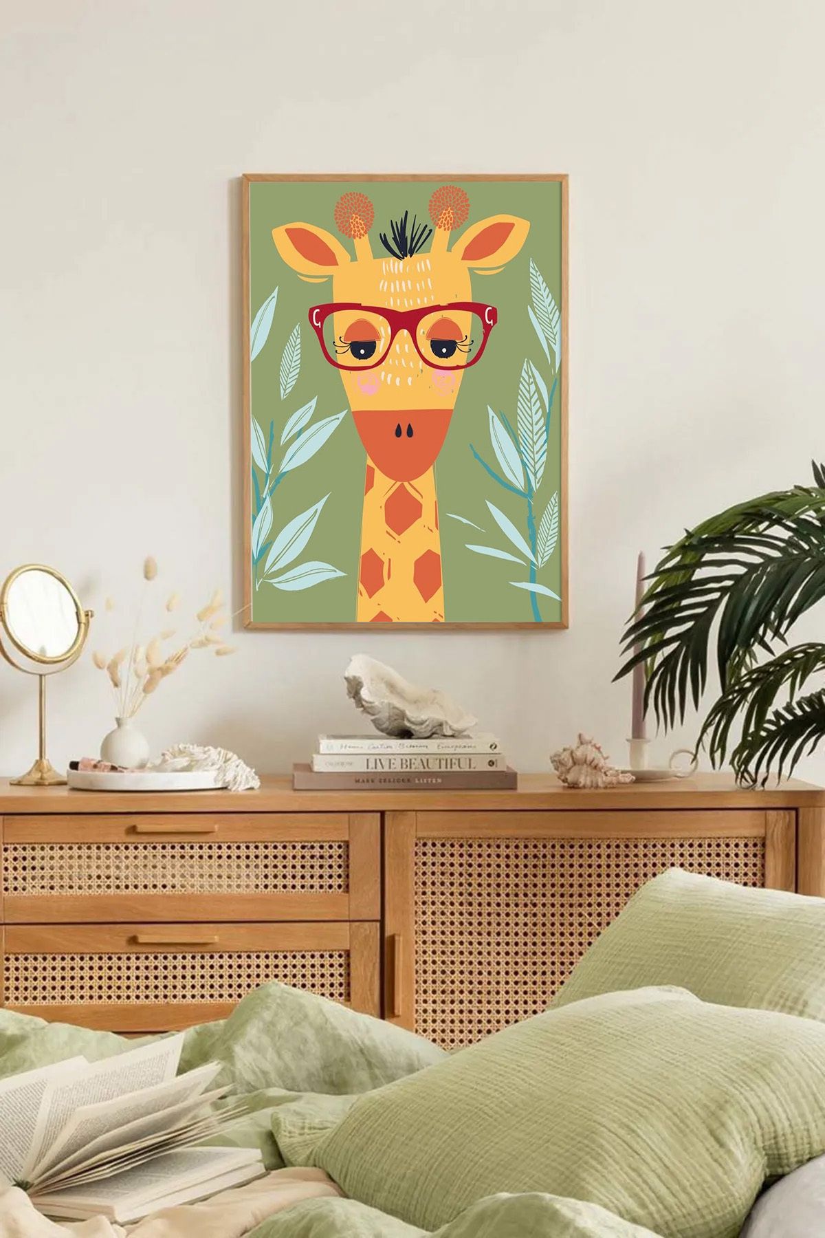 Dekorsiahome Tek Parça Ahşap Çerçeveli Oturma Odası Salon Mutfak Tablo TK0300