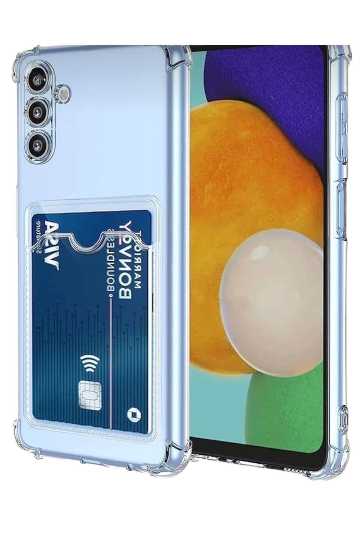 KILIF HOUSE Samsung Galaxy S23 FE Uyumlu Kamera ve Köşe Korumalı Darbe Emici Şeffaf Kartlıklı Kılıf
