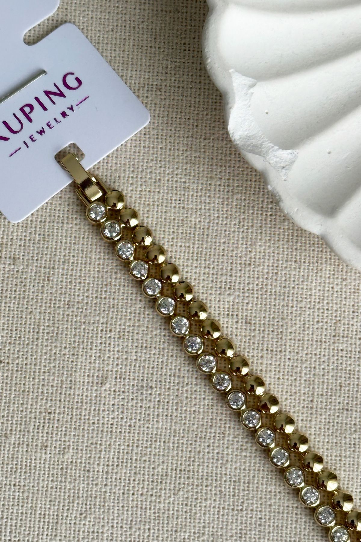 Modacaprea Xuping 14K 17+2 cm İkili Yuvarlak Taşlı Kadın Bileklik Kadın Karamaz Bileklik Xuping Bileklik