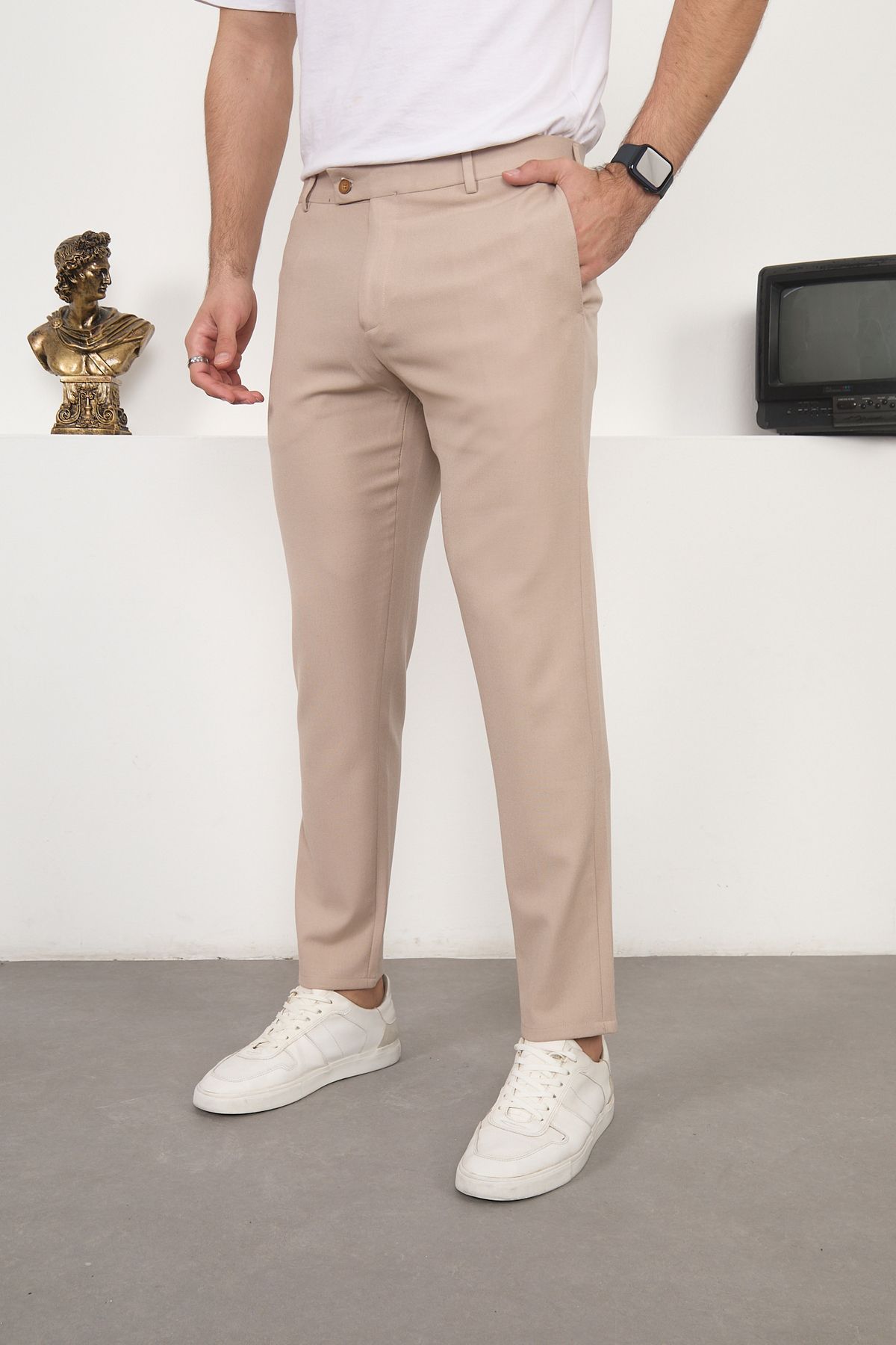 wodelli WODELLİ İtalyan Kesim Slim Fit Erkek Siyah Kumaş Pantolon – Rahat Kumaş
