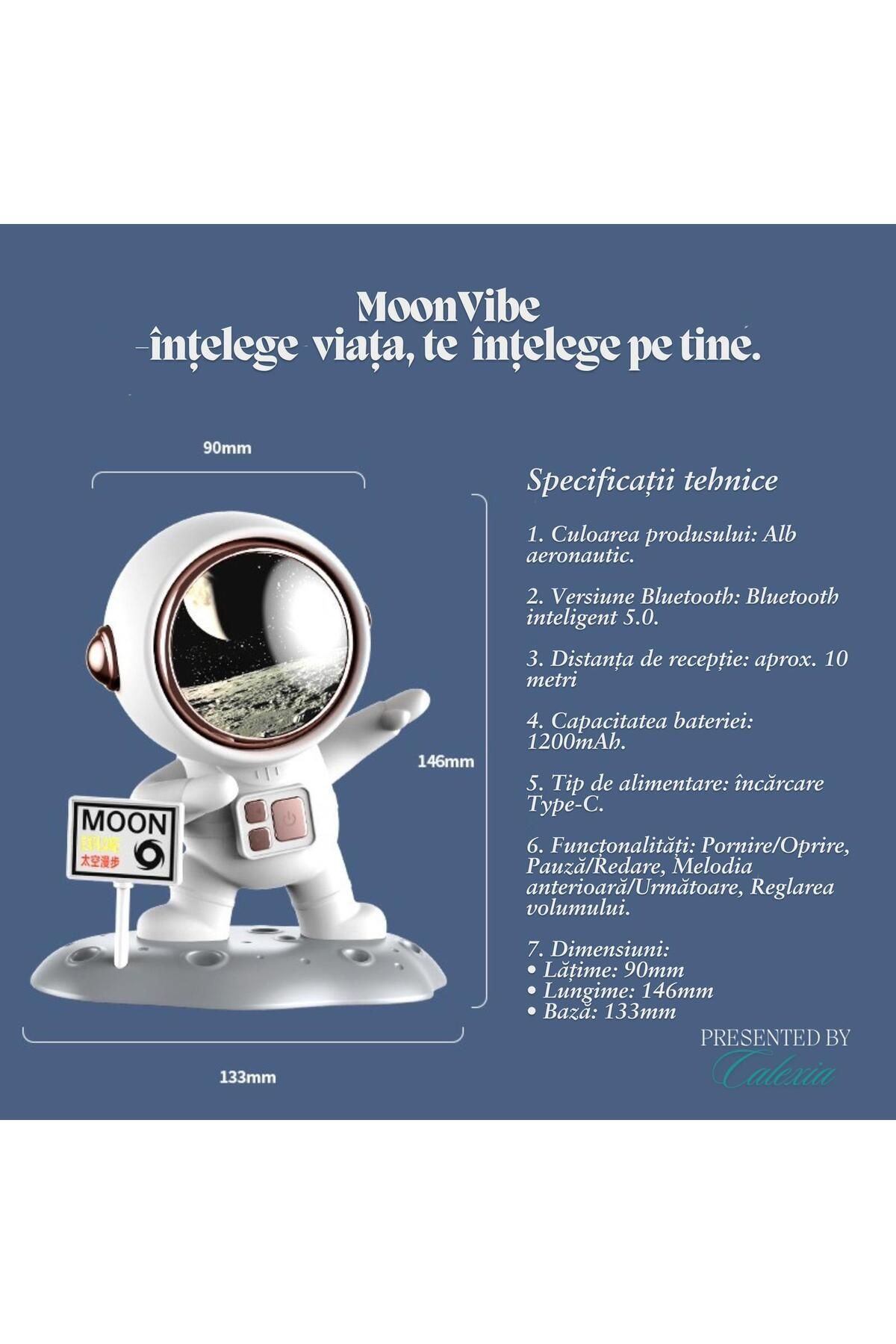 e-Wantay-Moonvibe Portable Speaker, Bluetooth 5.0, 360° Sound, Microphone, Usb-c, 1200mah, Astronaut Design 13