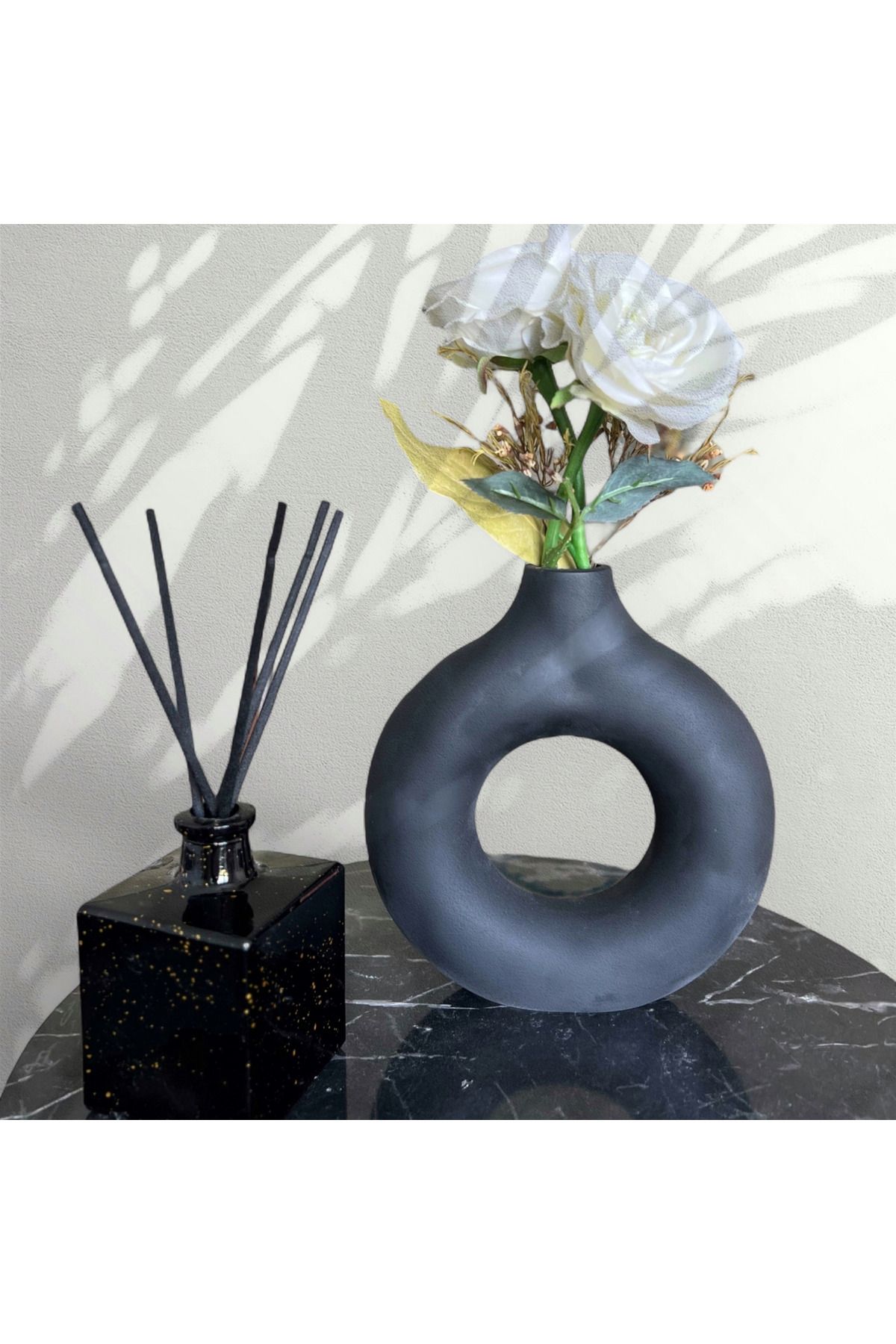 ardesta Dekoratif El Yapımı Vazo | İskandinav Stil | Taş Tozu | Modern Ev Aksesuarı | 7 Renk | 20 cm