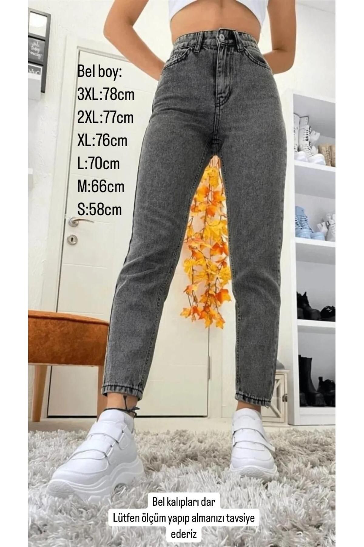 Vespo Kadın Pantolon Slim Fit Mom Jean(beden tablosu resimlerde)