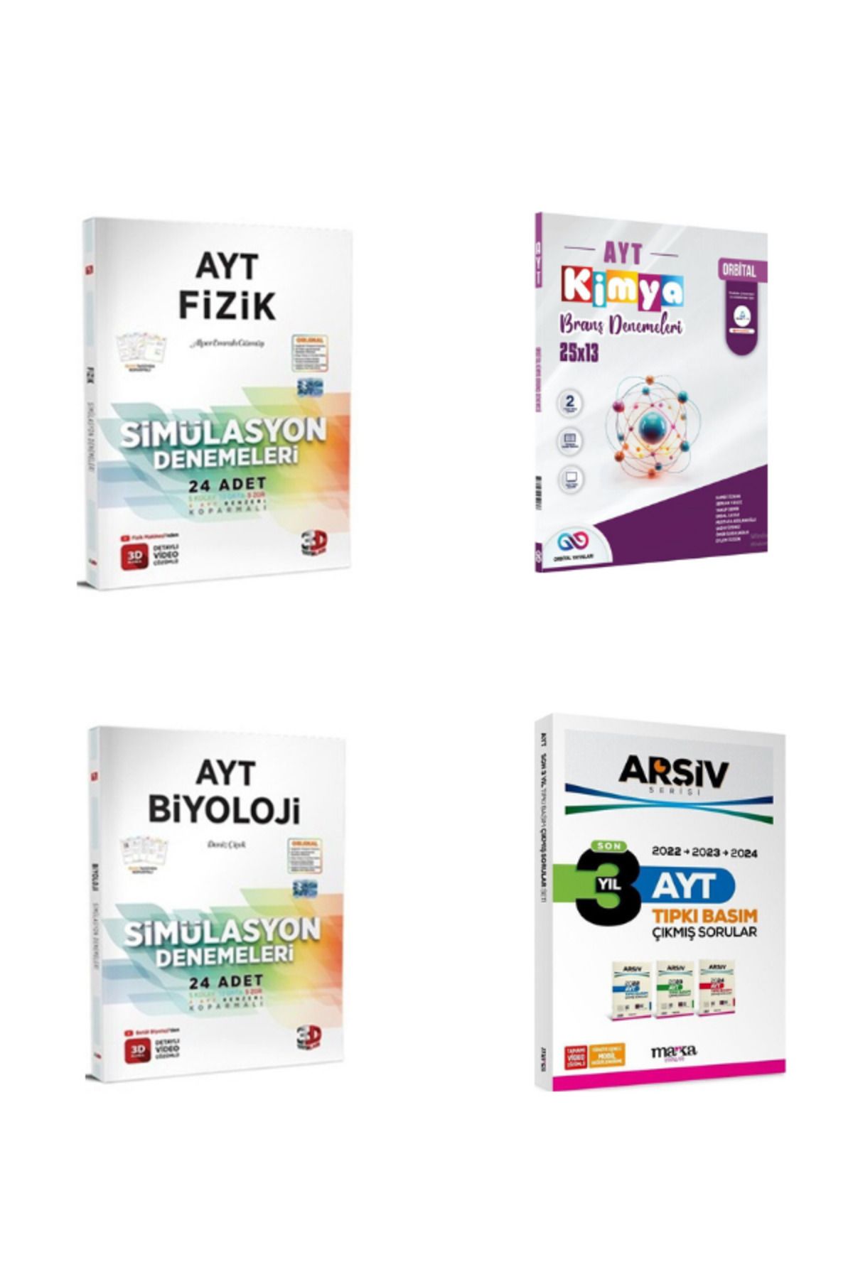 Yargı Yayınları 2025 3d ayt fizik orbital ayt kimya ve 3d ayt biyoloji branş deneme ve ayt 3 yıl çıkmış