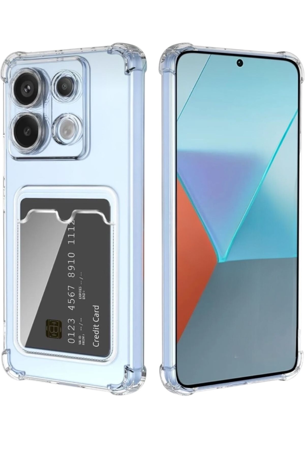KILIF HOUSE Xiaomi Redmi Note 13 Pro 4G Uyumlu Kamera ve Köşe Korumalı Darbe Emici Şeffaf Kartlıklı Kılıf