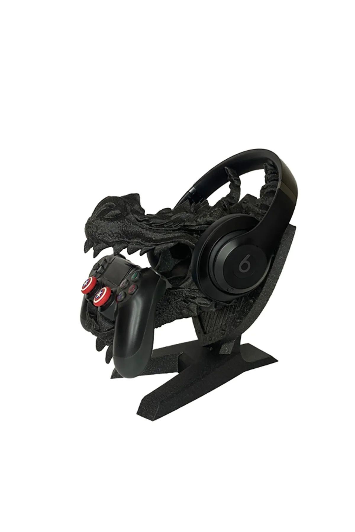 Goplast Premium EJDERHA BAŞI Playstation 5 Kol Tutucu Kulaklık Standı PS5 Joystick Standı(Stand ve Duvara Monte)