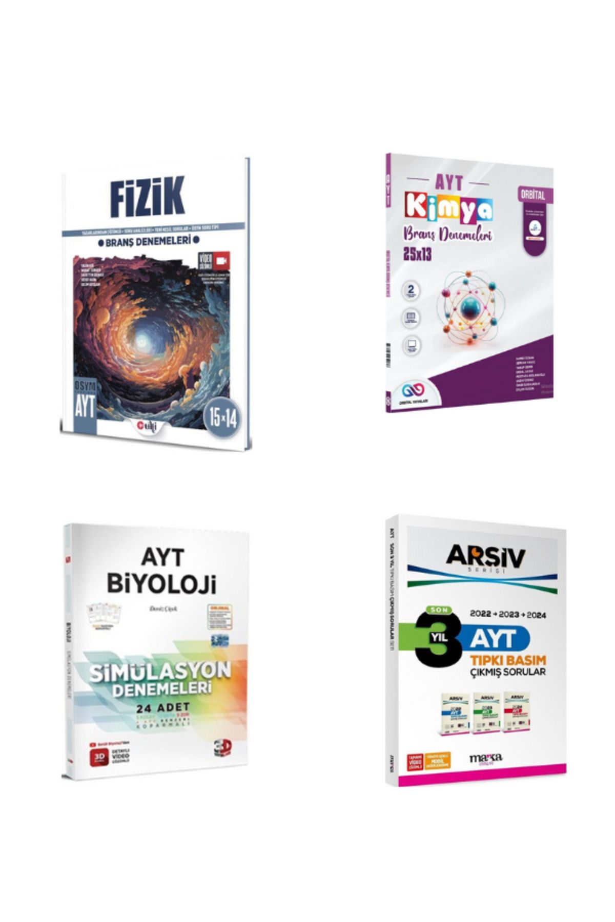 Yargı Yayınları 2025 ulti ayt fizik orbital ayt kimya ve 3d ayt biyoloji branş deneme ve ayt 3 yıl çıkmış