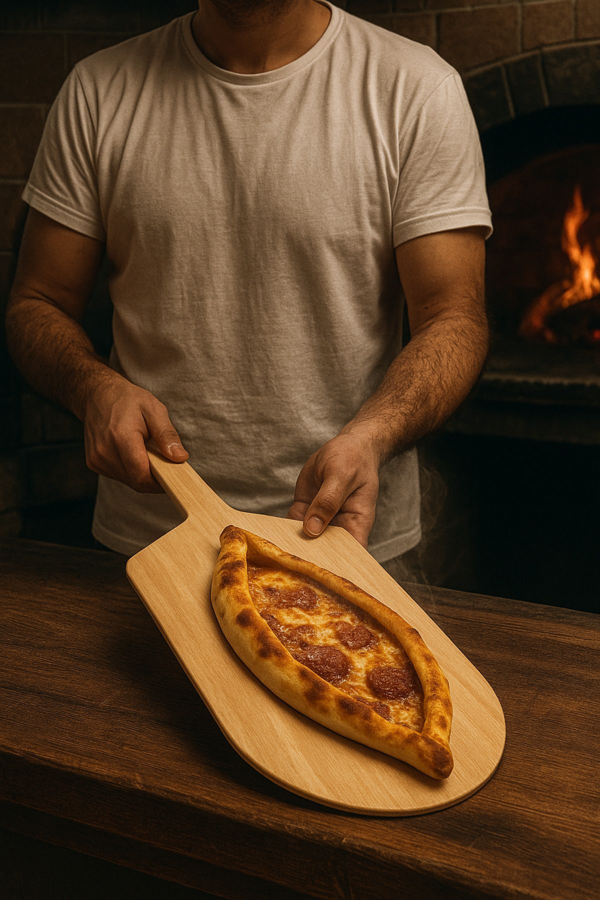 Ülgenev 60 CM Doğal Kayın Ağacı Fırın Küreği – El Yapımı Ahşap Pizza, Pide, Lahmacun Küreği