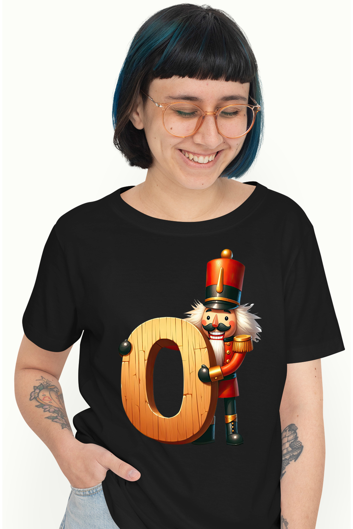 StoryGift Romania Tricou Femei Cu Un Soldatel Spargator De Nuci Care Tine Litera "o", Pentru Copii Blk_l Femeie - XS