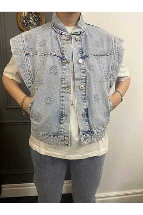byFeyza İşlemeli Kot Yelek