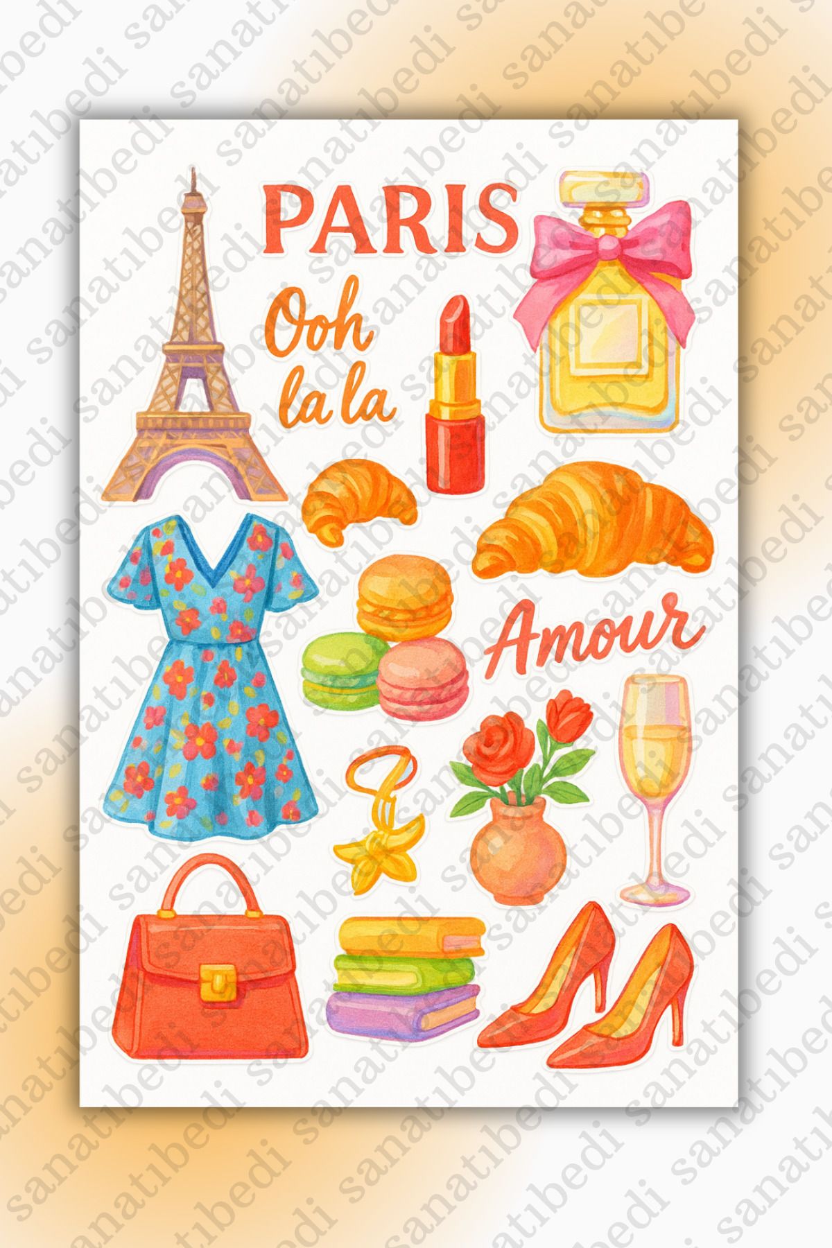 sanatıbedi Paris Şıklığı Sticker - Laptop Tablet Telefon Ajanda Bullet Journal Motor için Suya Dayanıklı Etiket