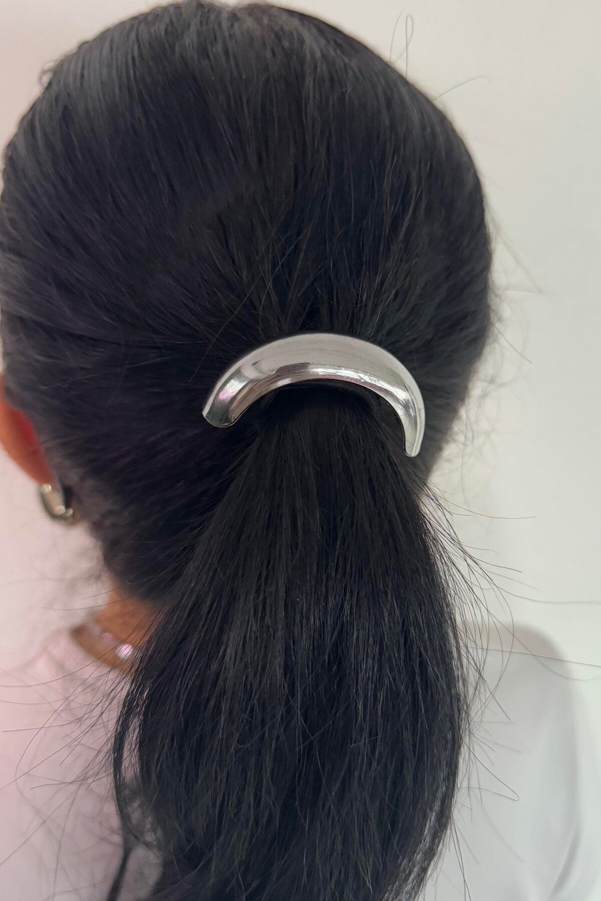 TAKIŞTIR Gümüş Renk İnce Metal Detaylı Lastik Ponytail Cuff Toka