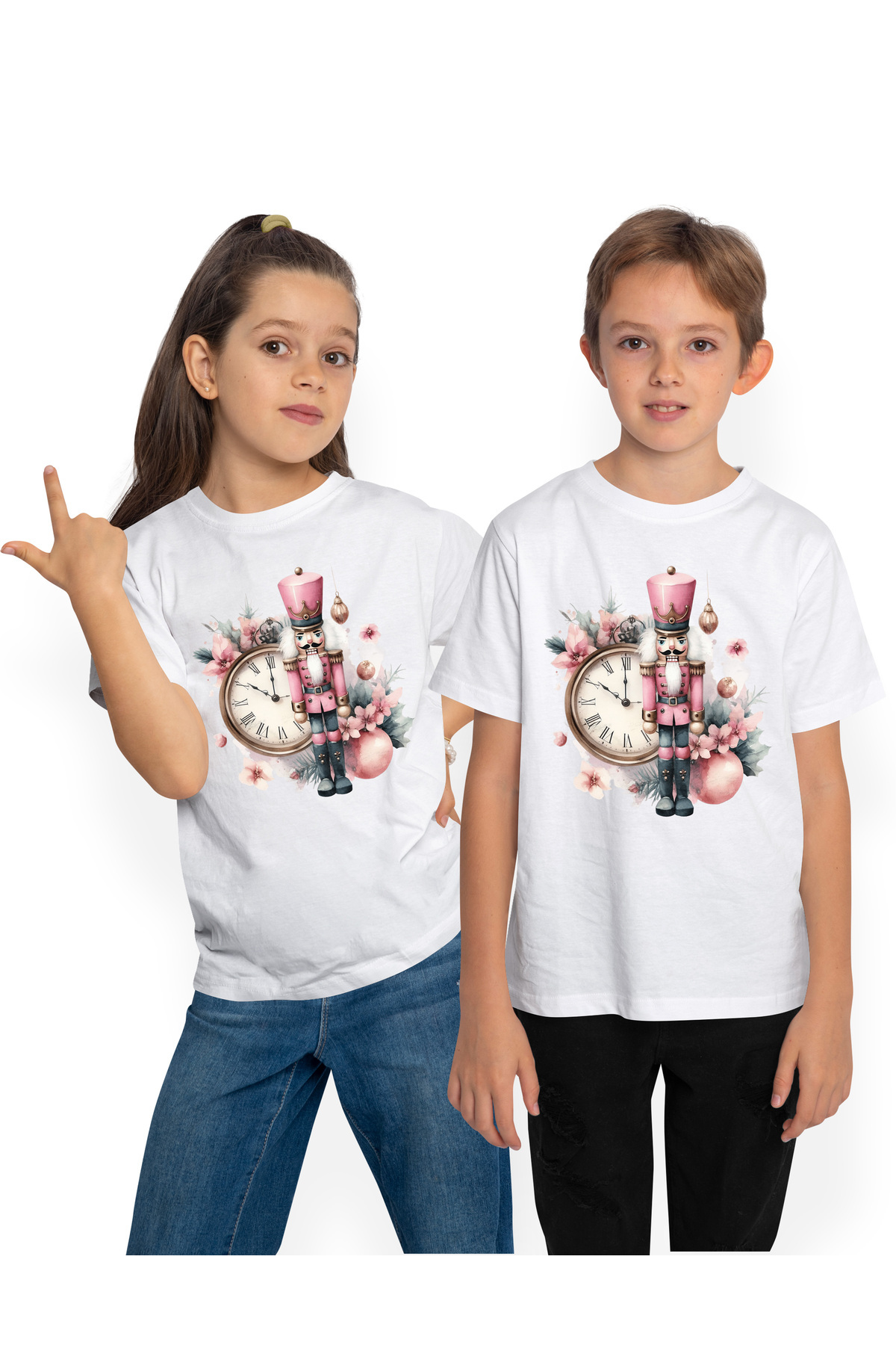 StoryGift Romania Tricou Copii Cu Un Spargator De Nuci, Ceas, Globulete, Flori, Plante, Natura, Uniforma De Unisex - 5–6 years