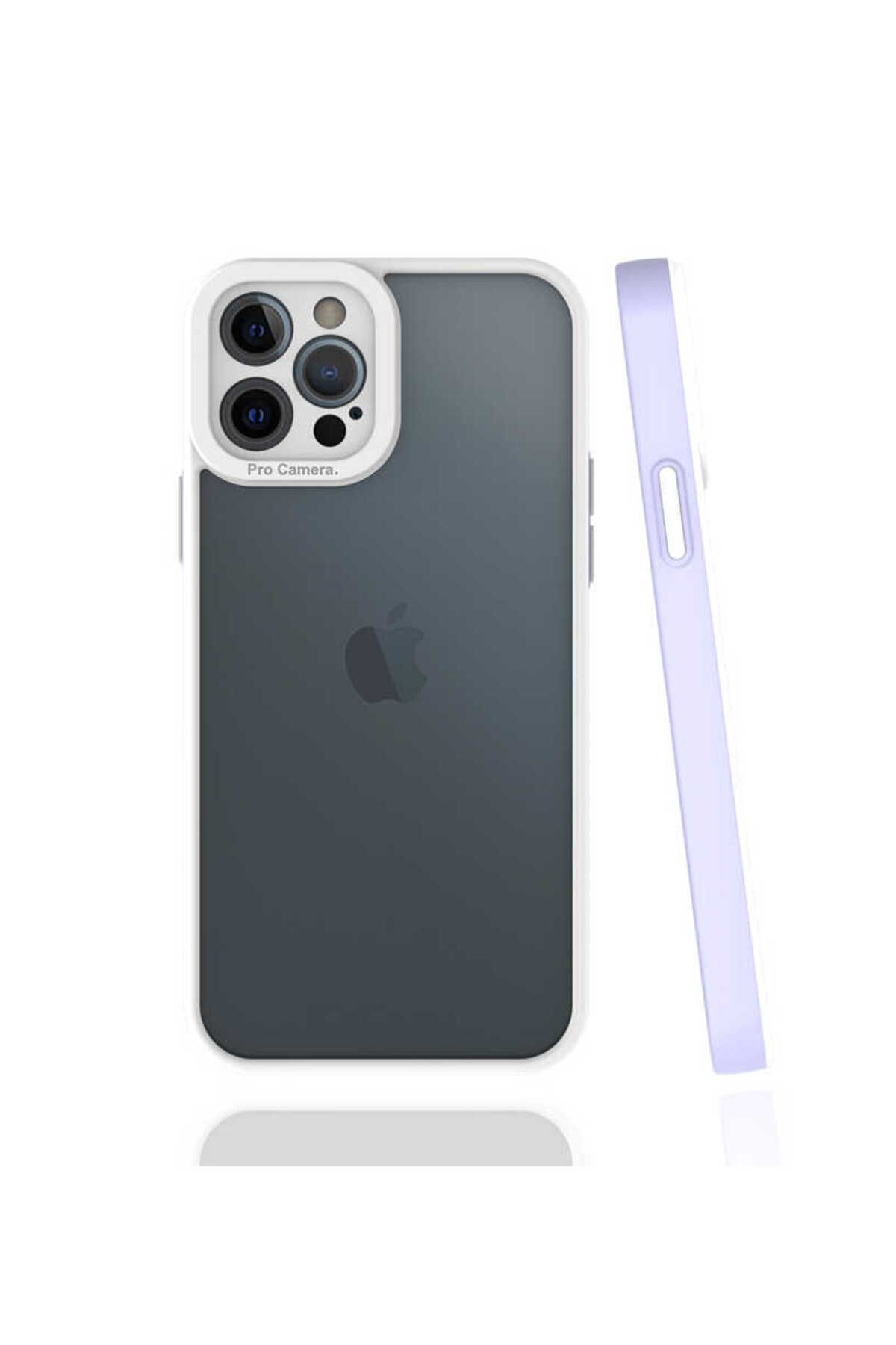 halkhouse Apple iPhone 12 Pro Kılıf Kamera Korumalı Renkli Çerçeveli Esnek Sert Silikon Mima Kapak
