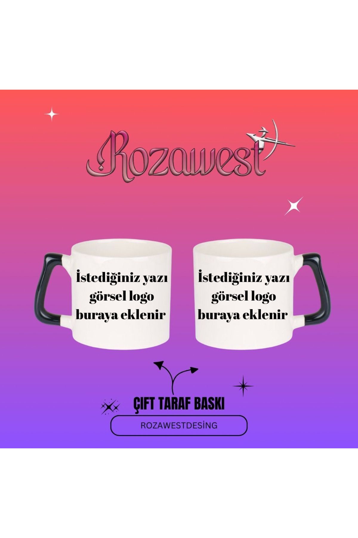 ABC Kişileştirilebilir İsim ve Resim Eklenebilir Hediyelik Kupa Bardak