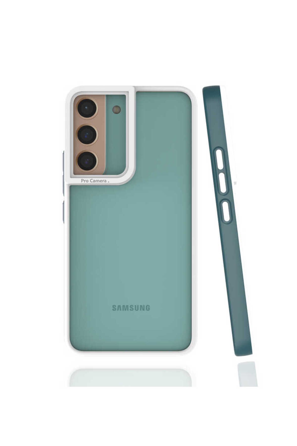 halkhouse Samsung Galaxy S22 Kılıf Kamera Korumalı Renkli Çerçeveli Esnek Sert Silikon Mima Kapak