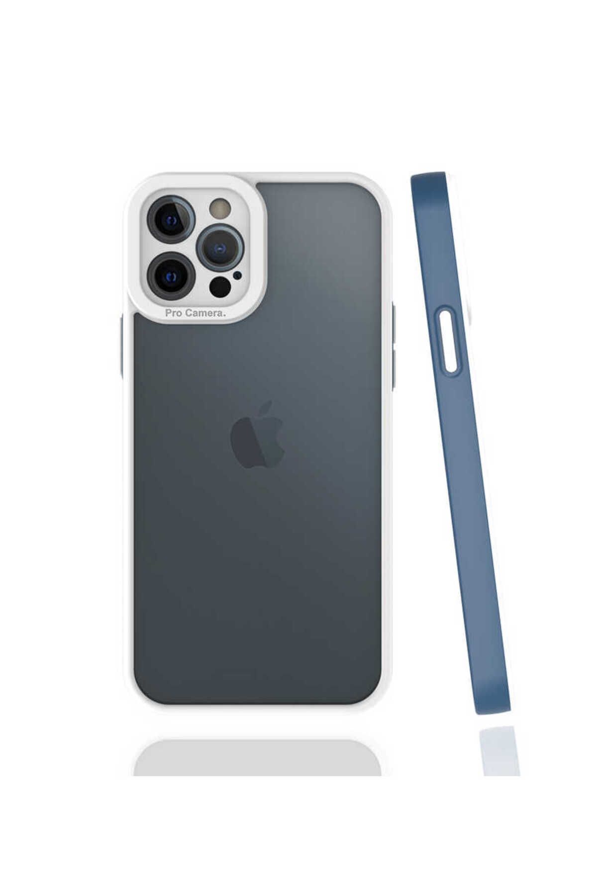 halkhouse Apple iPhone 12 Pro Kılıf Kamera Korumalı Renkli Çerçeveli Esnek Sert Silikon Mima Kapak