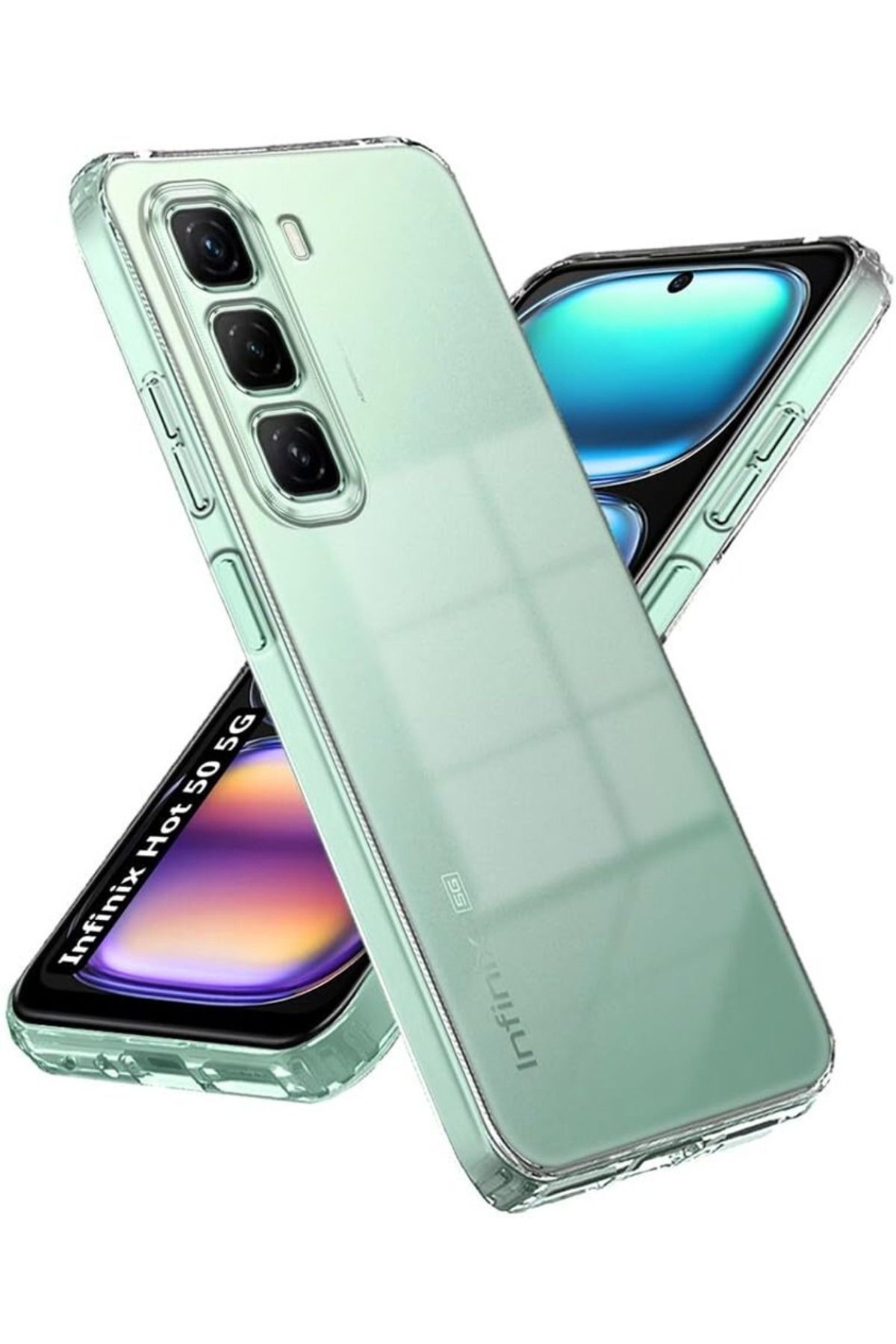 NANOSPACE Infinix Hot 50 İle Uyumlu Şeffaf Kamera Korumalı TPU Silikon Kılıf