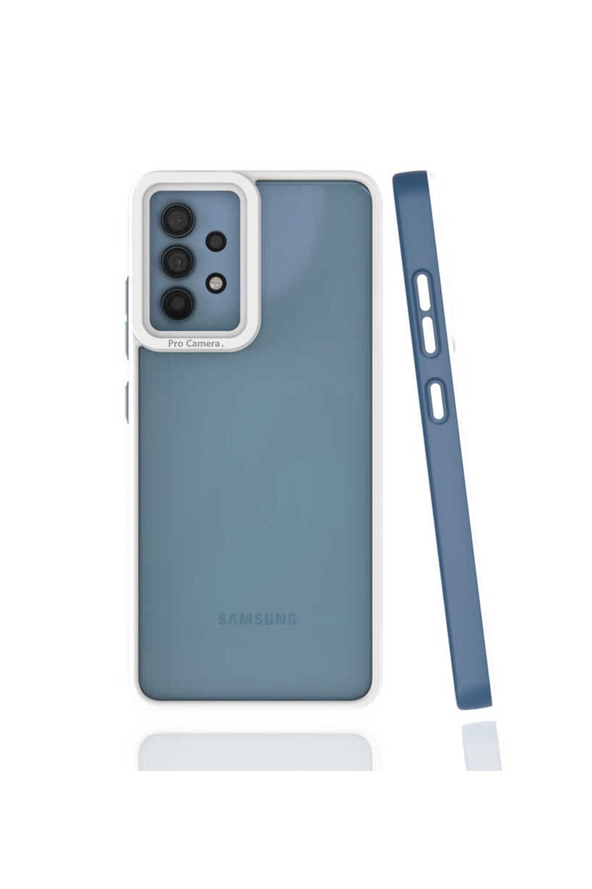 halkhouse Samsung Galaxy A32 4G Kılıf Kamera Korumalı Renkli Çerçeveli Esnek Sert Silikon Mima Kapak