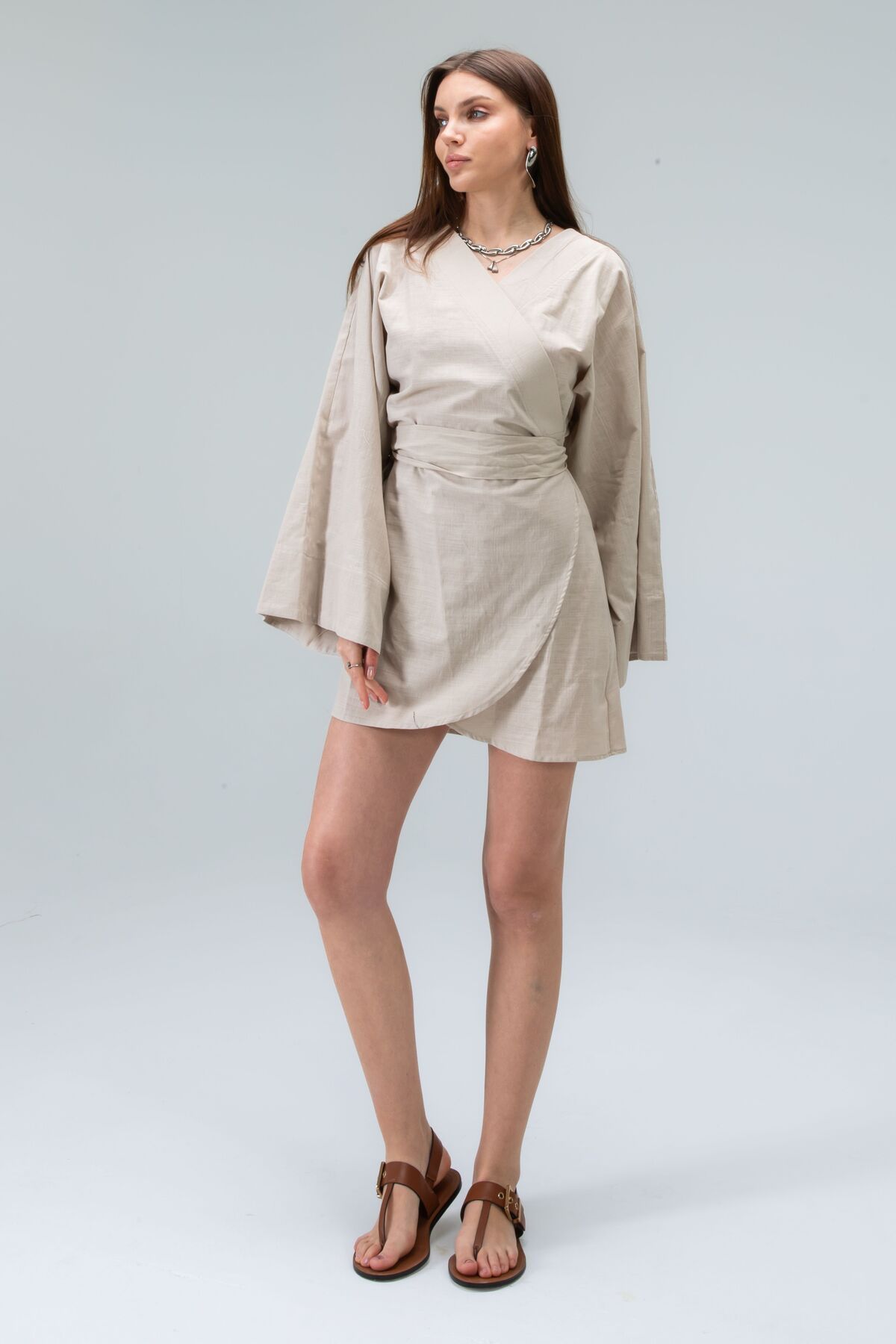 Tt Line Kadın Pamuk Keten Flow Kimono