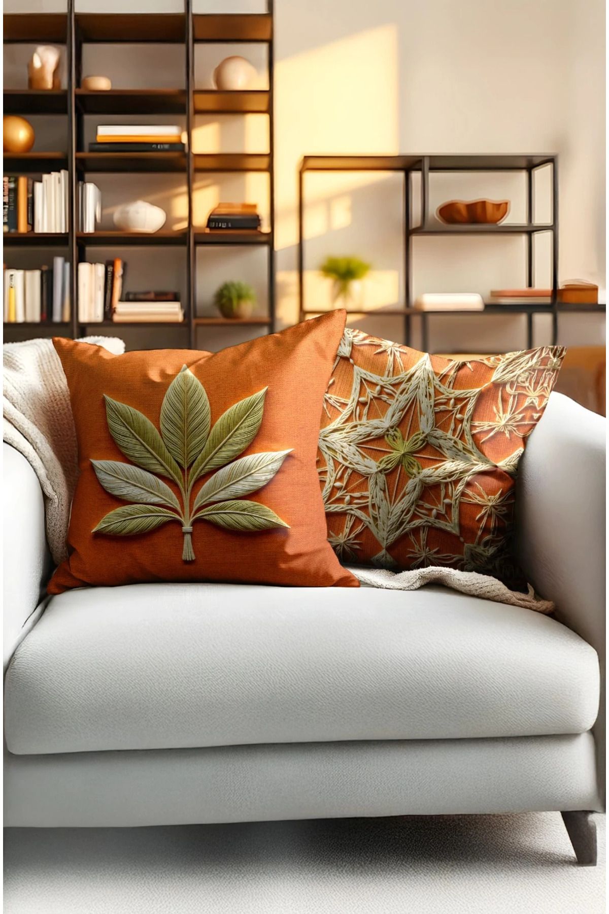 Home 2li Set Dijital Baskı Punch Kırlent Kılıfı 43x43cm - v30