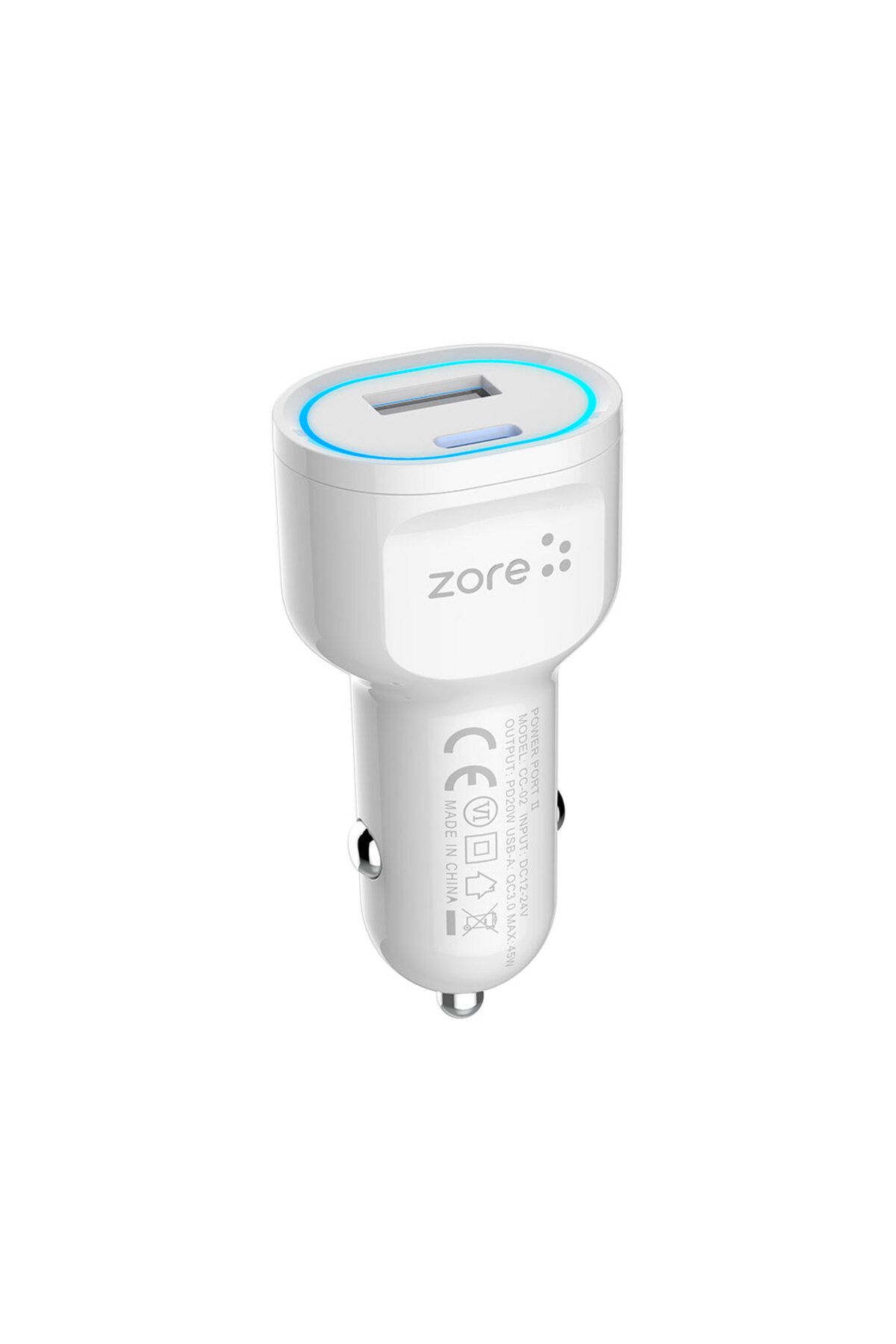 darinza DRNZ CC-02 Hızlı Şarj Özellikli LED Işıklı QC 3.0 USB-A ve Type-C PD Araç Şarj Başlığı PD 20W - Beya