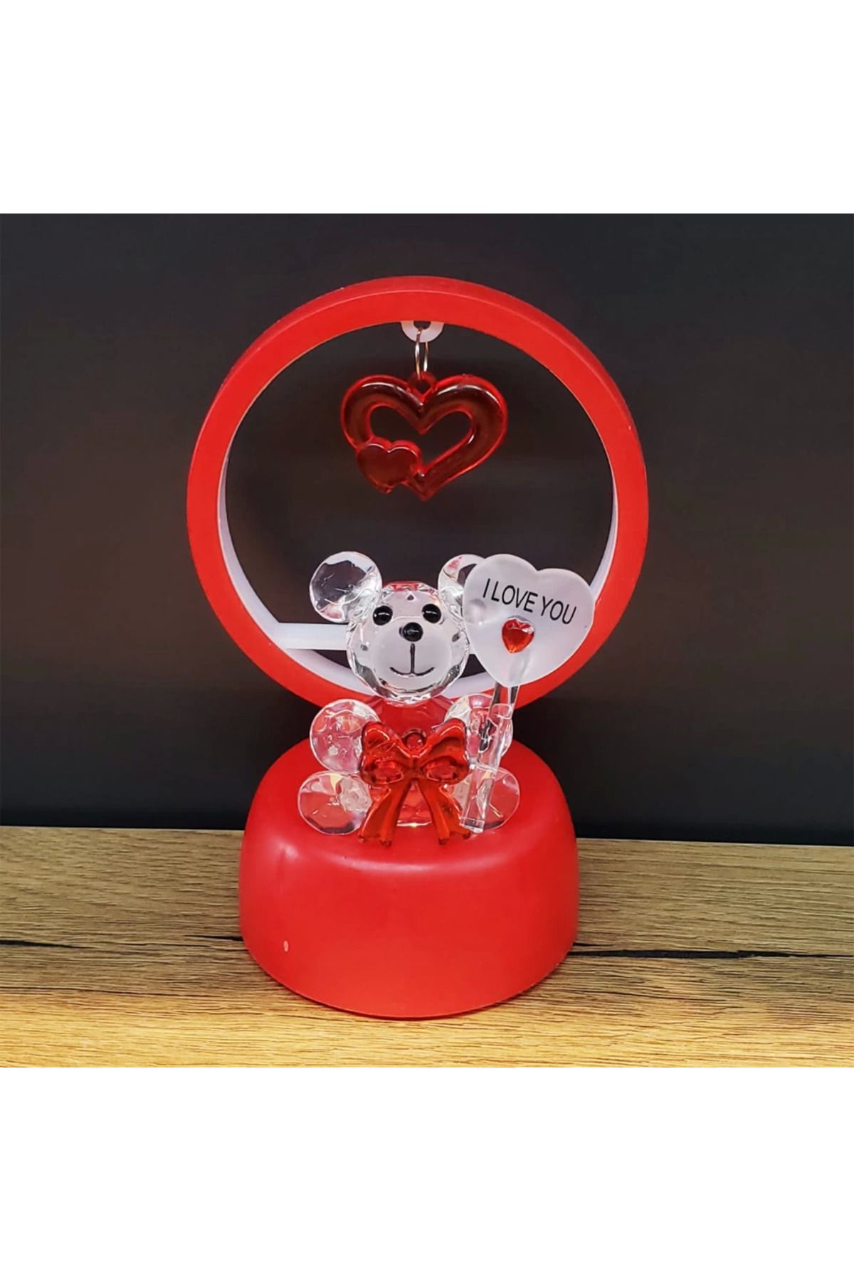 costurera Işıklı Kırmızı I Love You Ayıcık