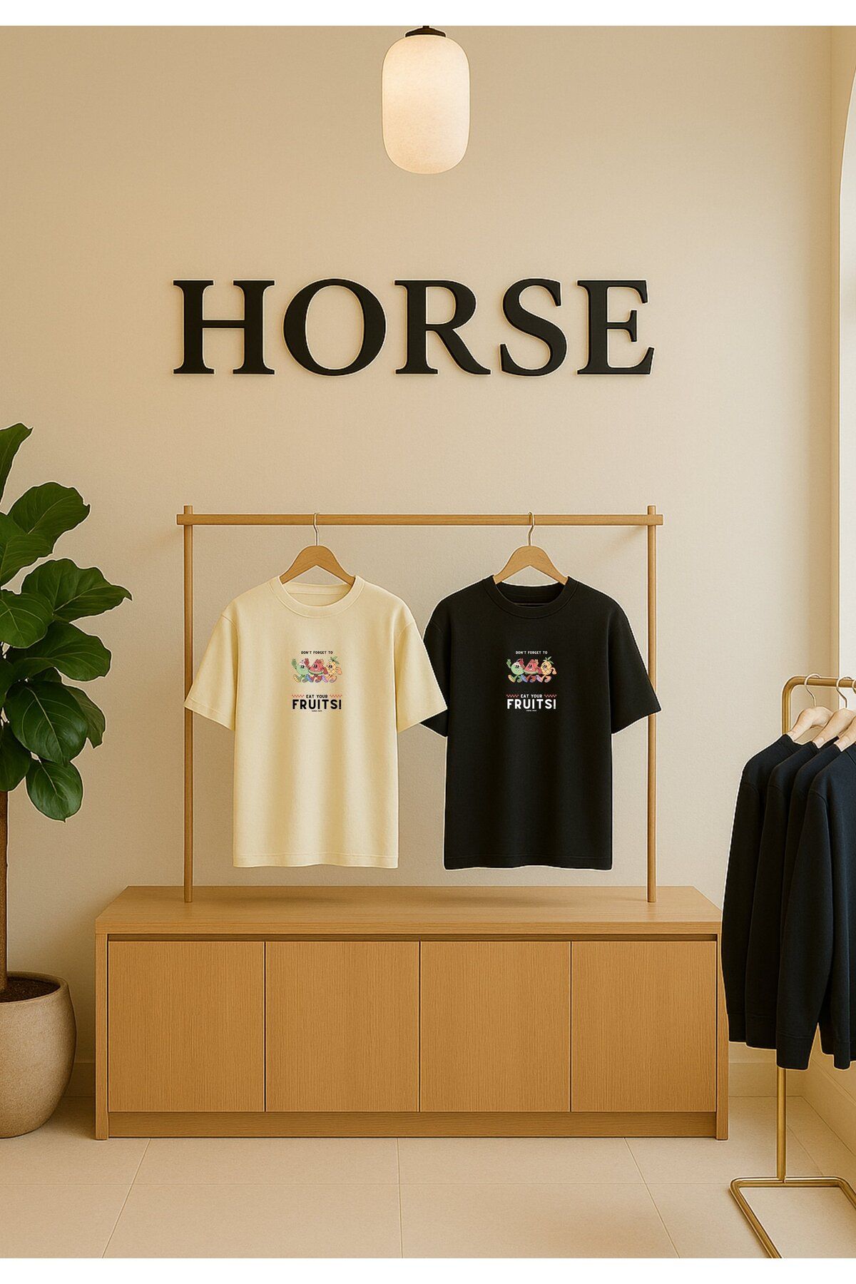 Horse LİKRALI %100 PAMUK KADIN BİSİKLET YAKA OVERSİZE BASKILI T-SHİRT