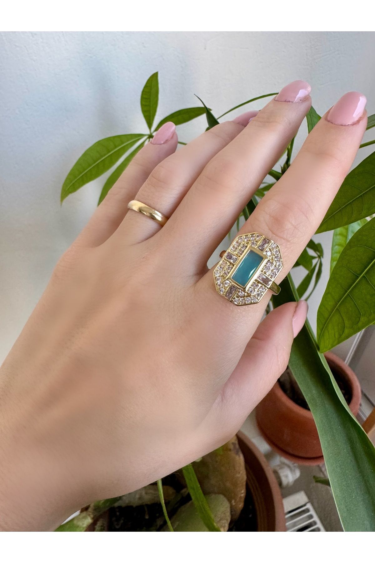 Gilia Jewelry Zirkon Taşlı Mavi Yüzük
