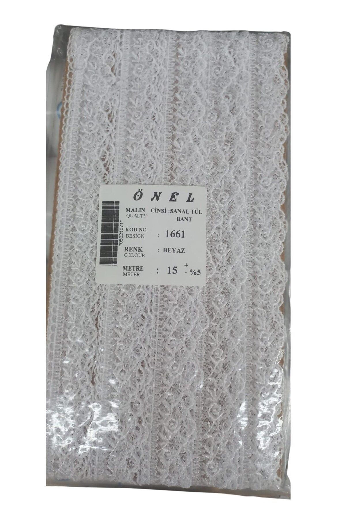 Modafiks Dantel Polyester Sanal Tül Bant Beyaz 15 Metre En 6 cm ON-1661-B
