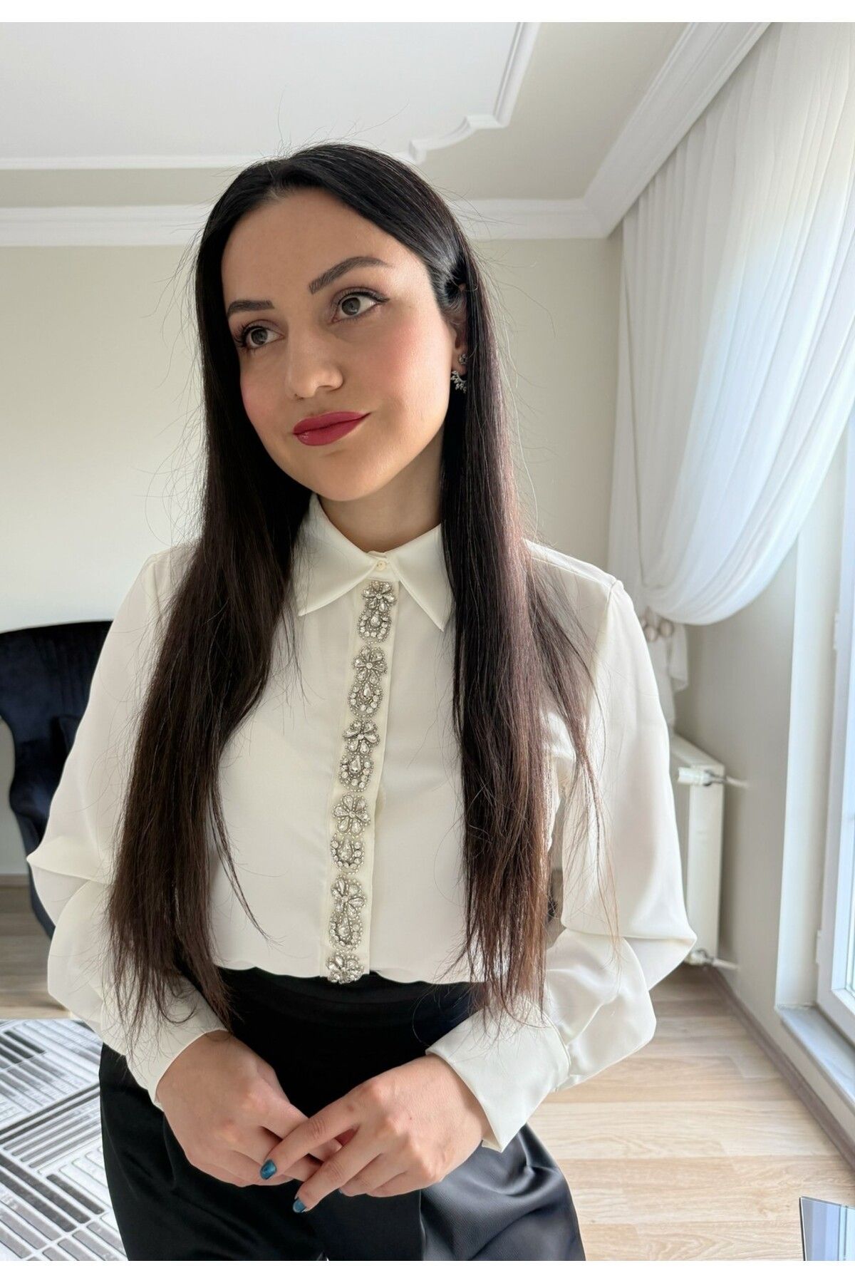 olina boutique Şerit Aksesuarlı Gömlek
